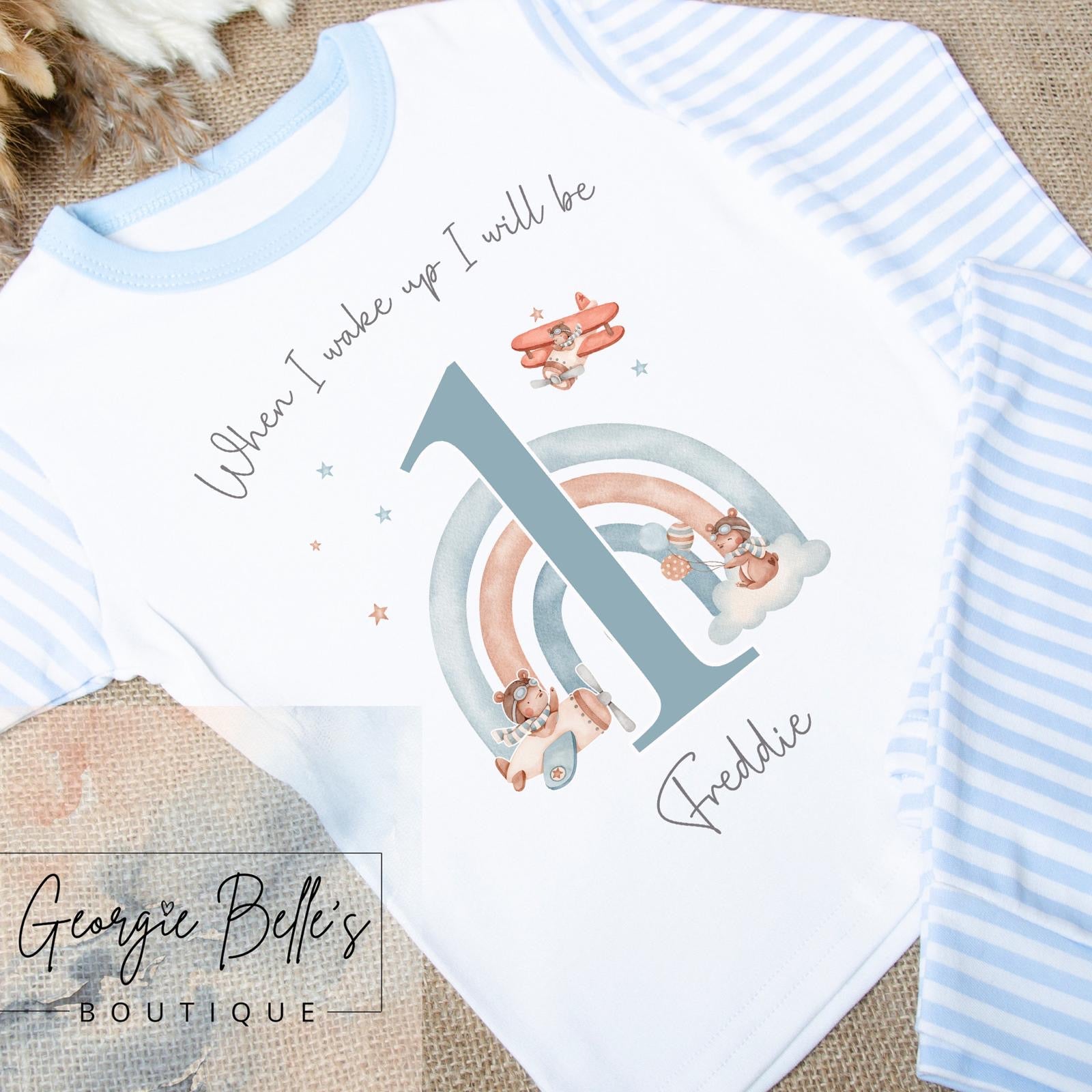 Personalised Birthday Pyjamas - When I Wake Up Aeroplane Design
