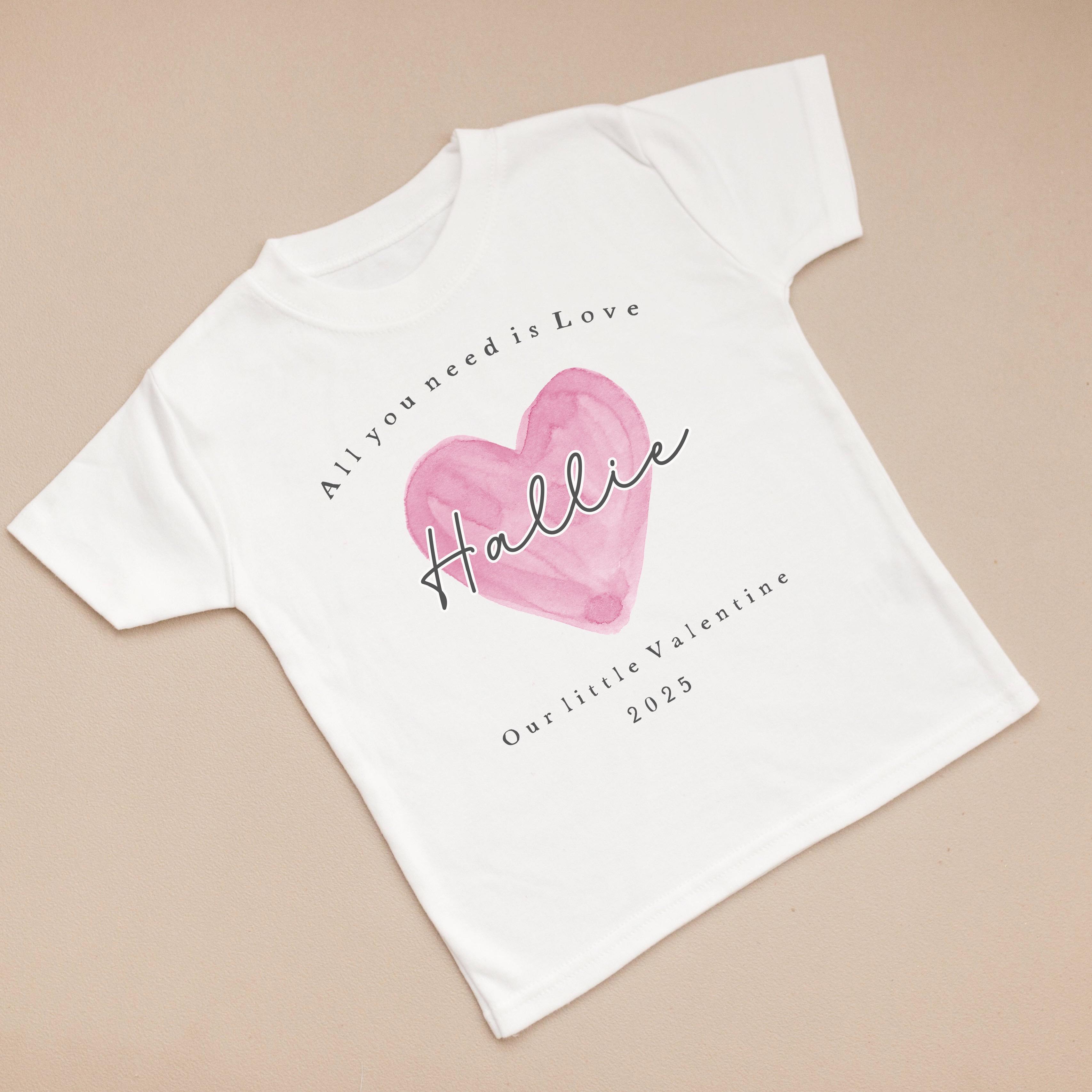 Personalised Valentines T-shirt - Pink Heart Design