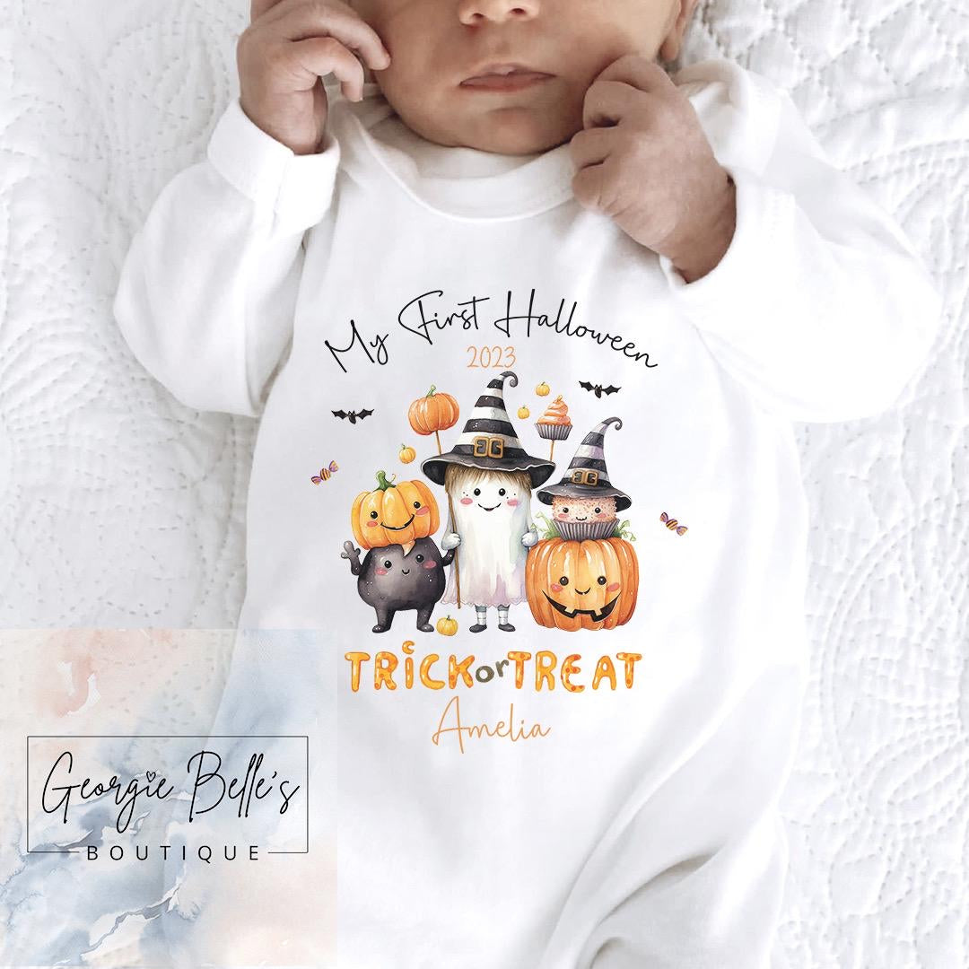 My 1st Halloween Vest / Babygrow - Ghoul Design