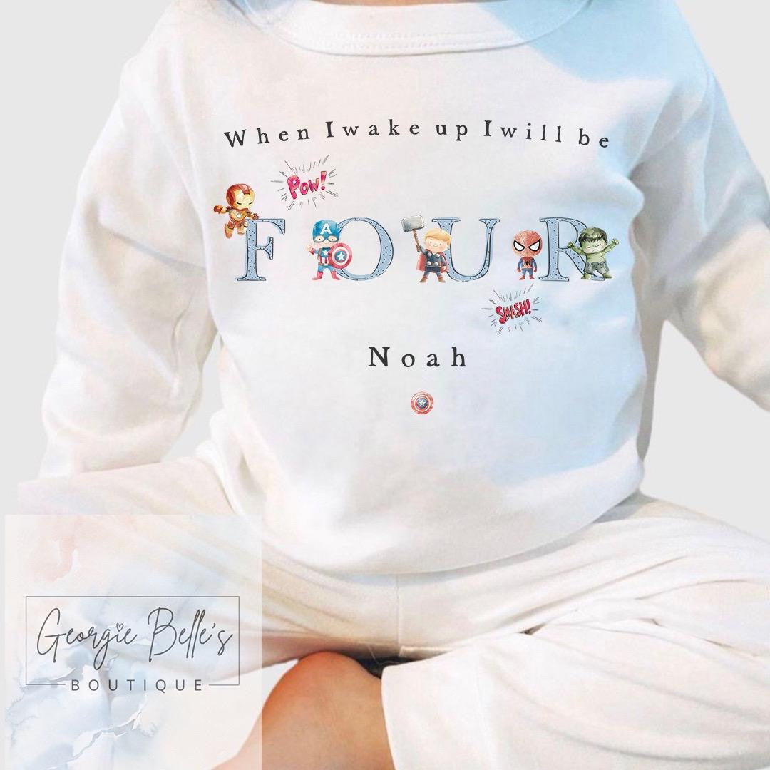 Personalised Birthday Pyjamas - Superhero Inspired Blue Design