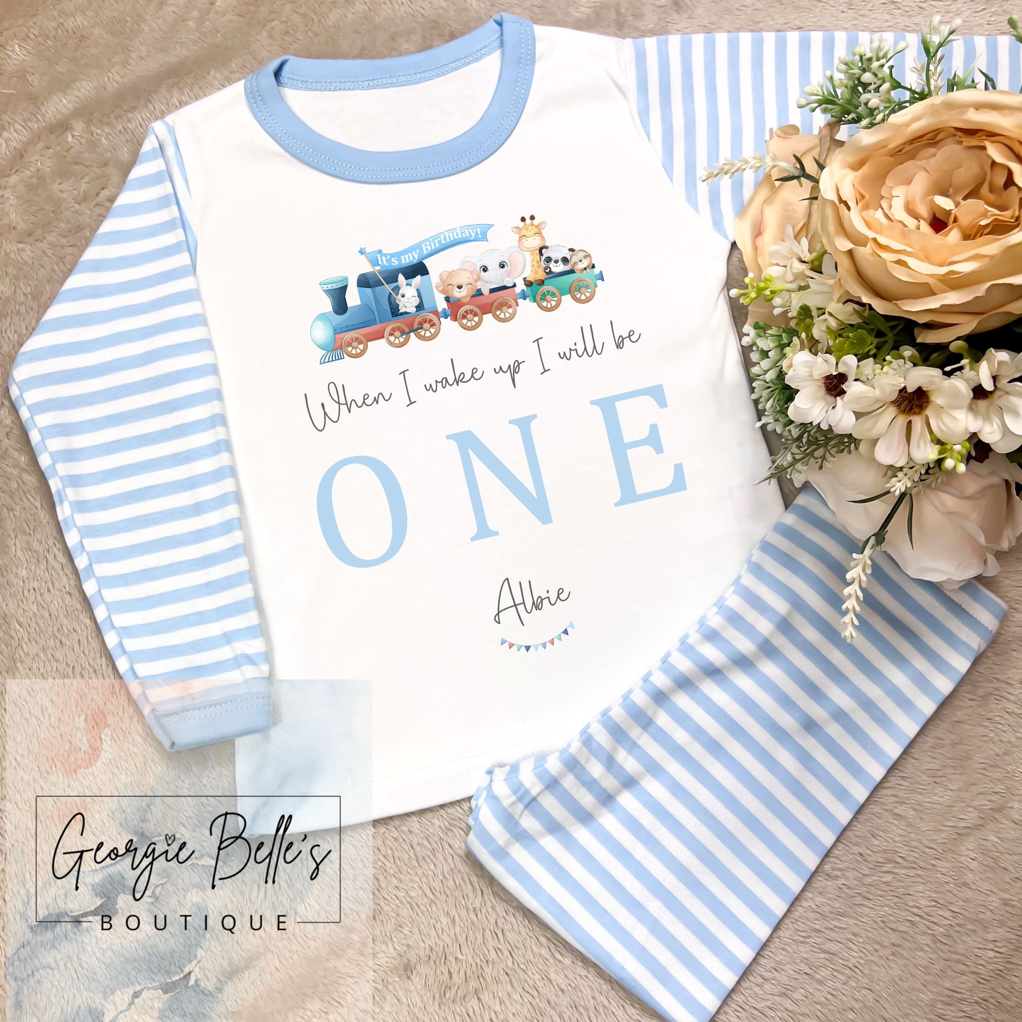 Personalised Birthday Pyjamas - Train Design