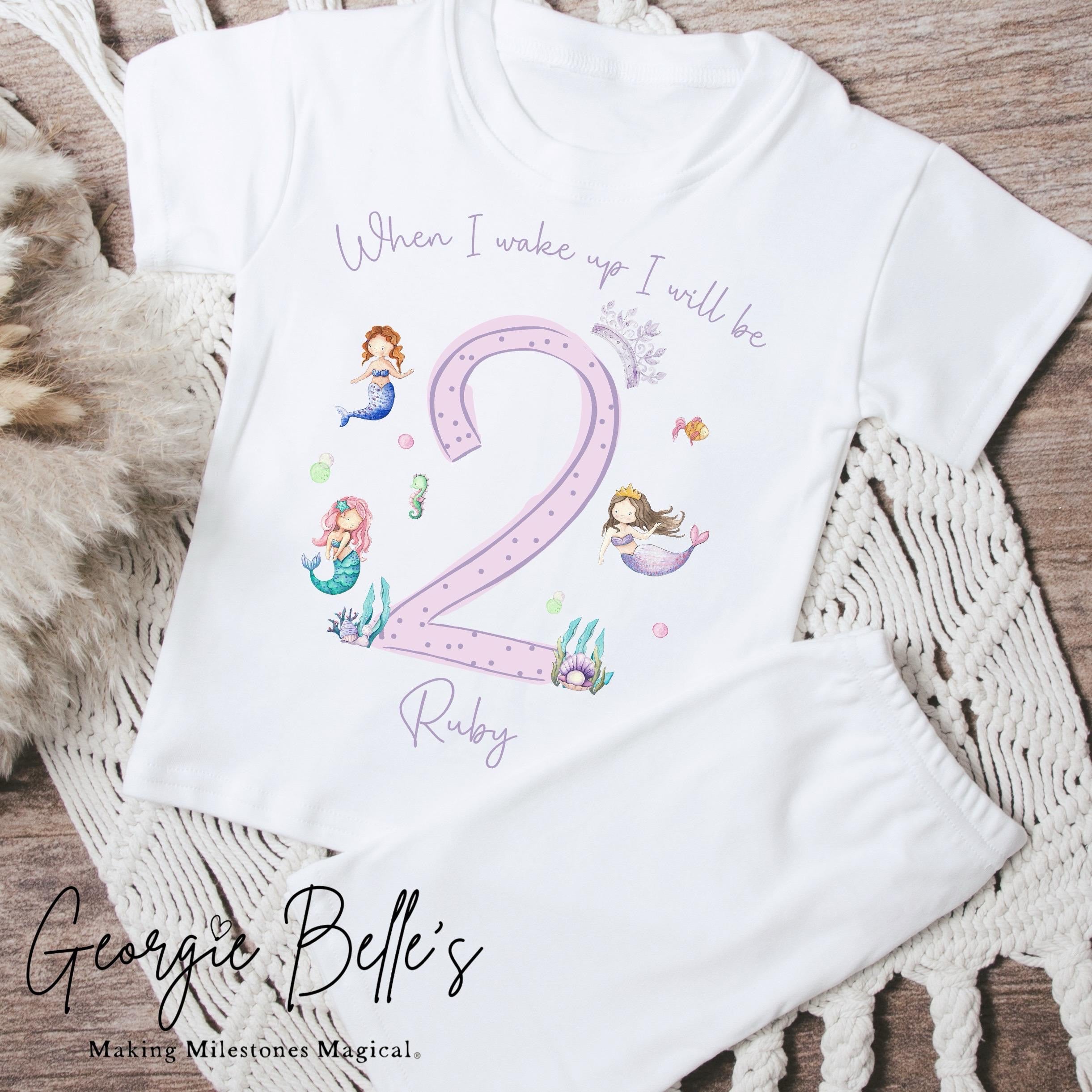 Personalised Short Set Birthday Pyjamas - Mermaid Design