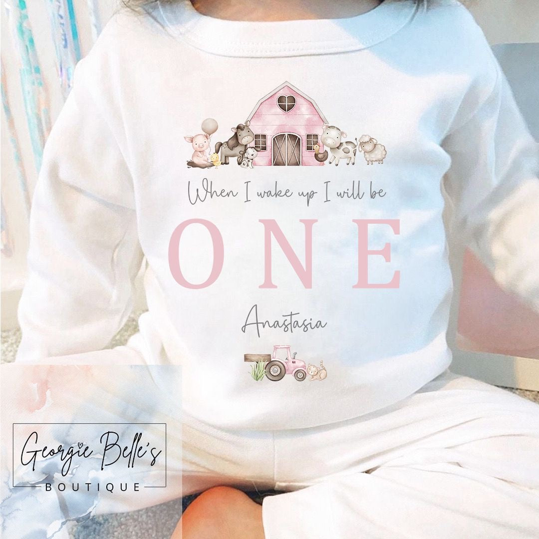 Personalised Birthday Pyjamas - When I wake up Pink Farm Design