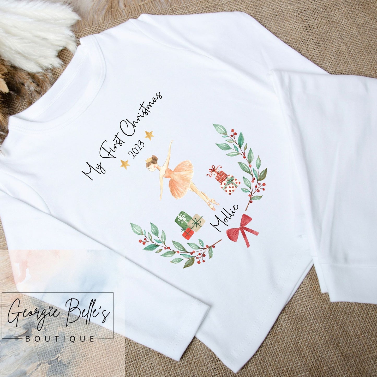 Personalised My 1st Christmas Sibling Matching ‘Nutcracker Ballerina’ Christmas Pyjamas