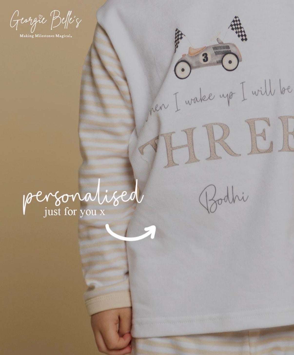 Personalised Pink Stripe Birthday Pyjamas - Goose Design