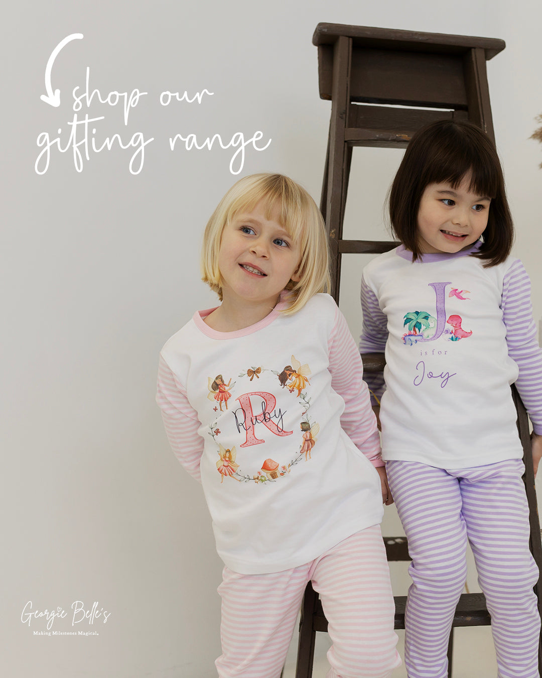 Personalised Boys Gifting Pyjamas Blue Stripe - Safari Initial Design