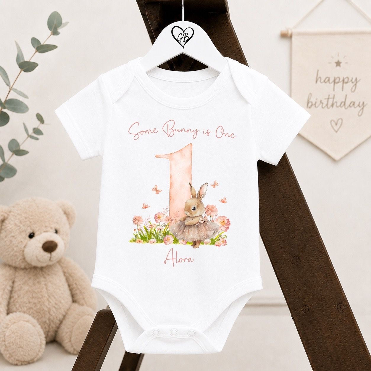 Personalised First Birthday Baby Vest | 1st Birthday Outfit - Some Bunny Design