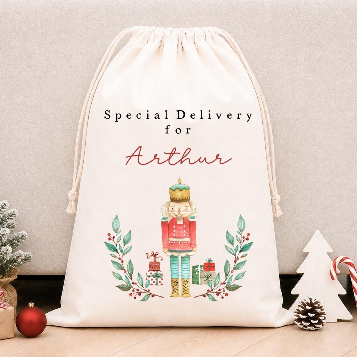 Luxury Personalised Premium Cotton Christmas Sack | Personalised Santa Sack | Toy Solider Design