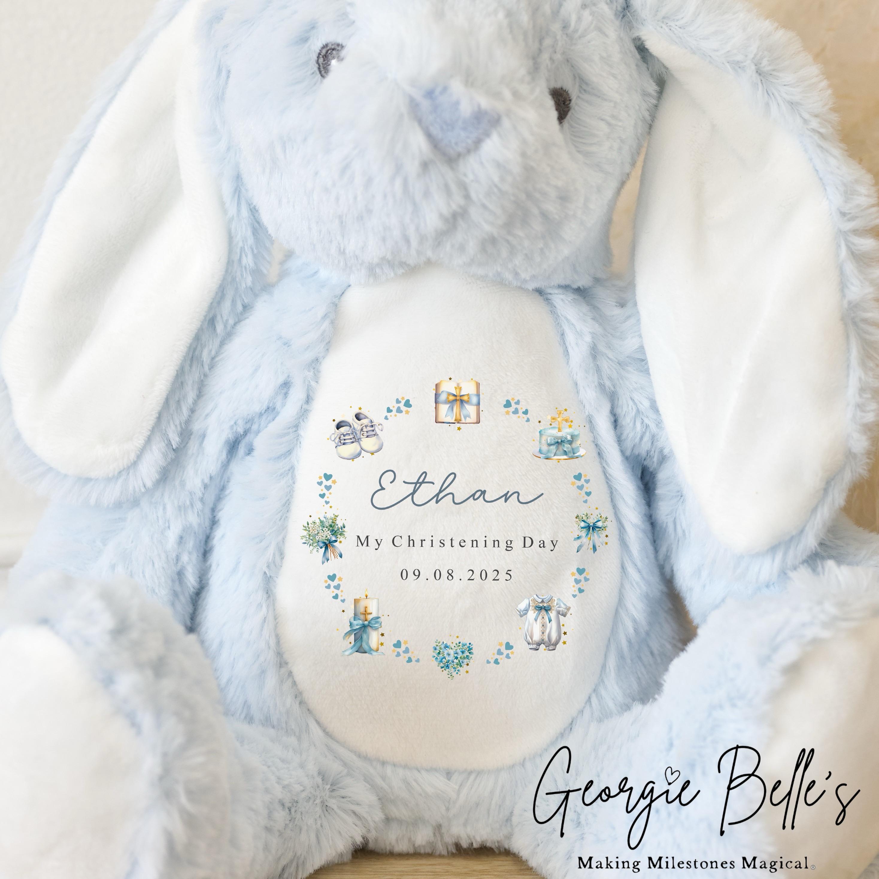 Personalised Christening Babygrow / Vest - Blue Wreath Design