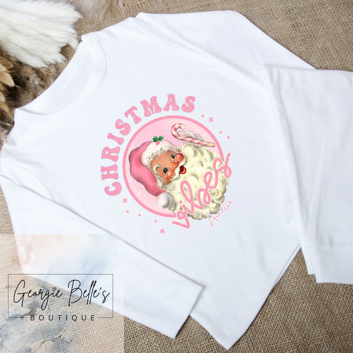 Personalised Christmas Pyjamas - Christmas Vibes Pink Design
