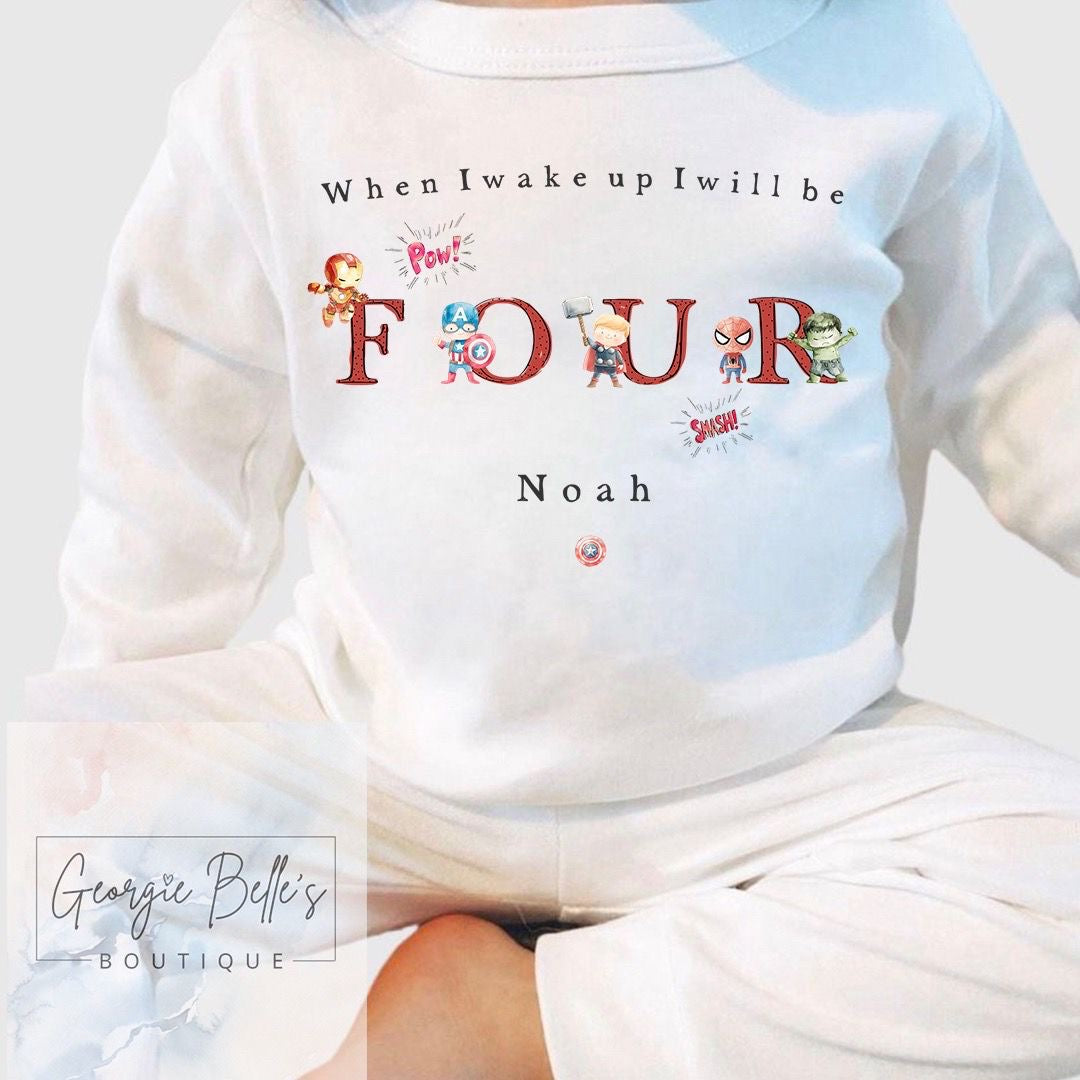 Personalised Birthday Pyjamas - Superhero Inspired Red Design
