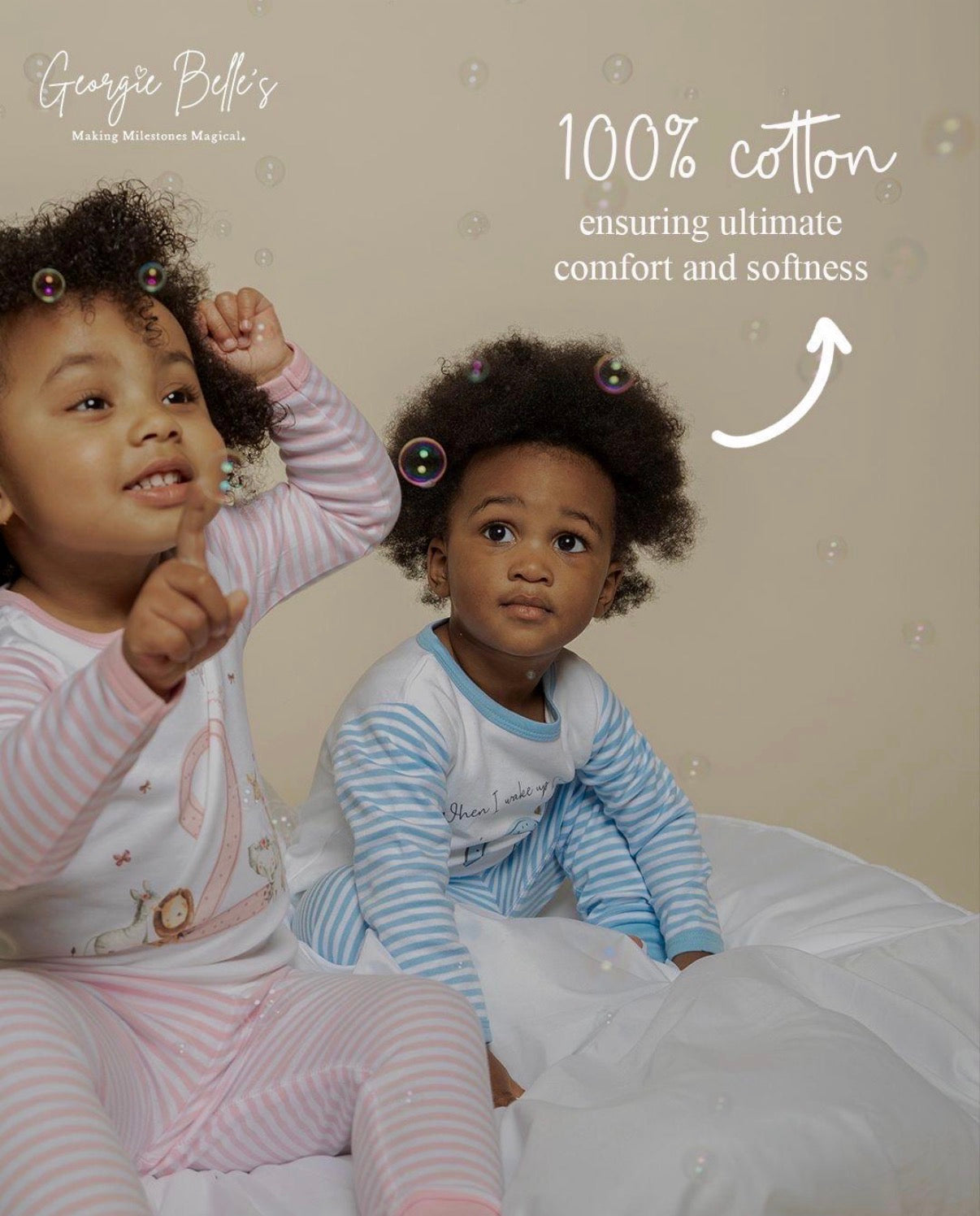 Personalised Plain White Birthday Pyjamas - Pink Classic Hot Air Balloon Design