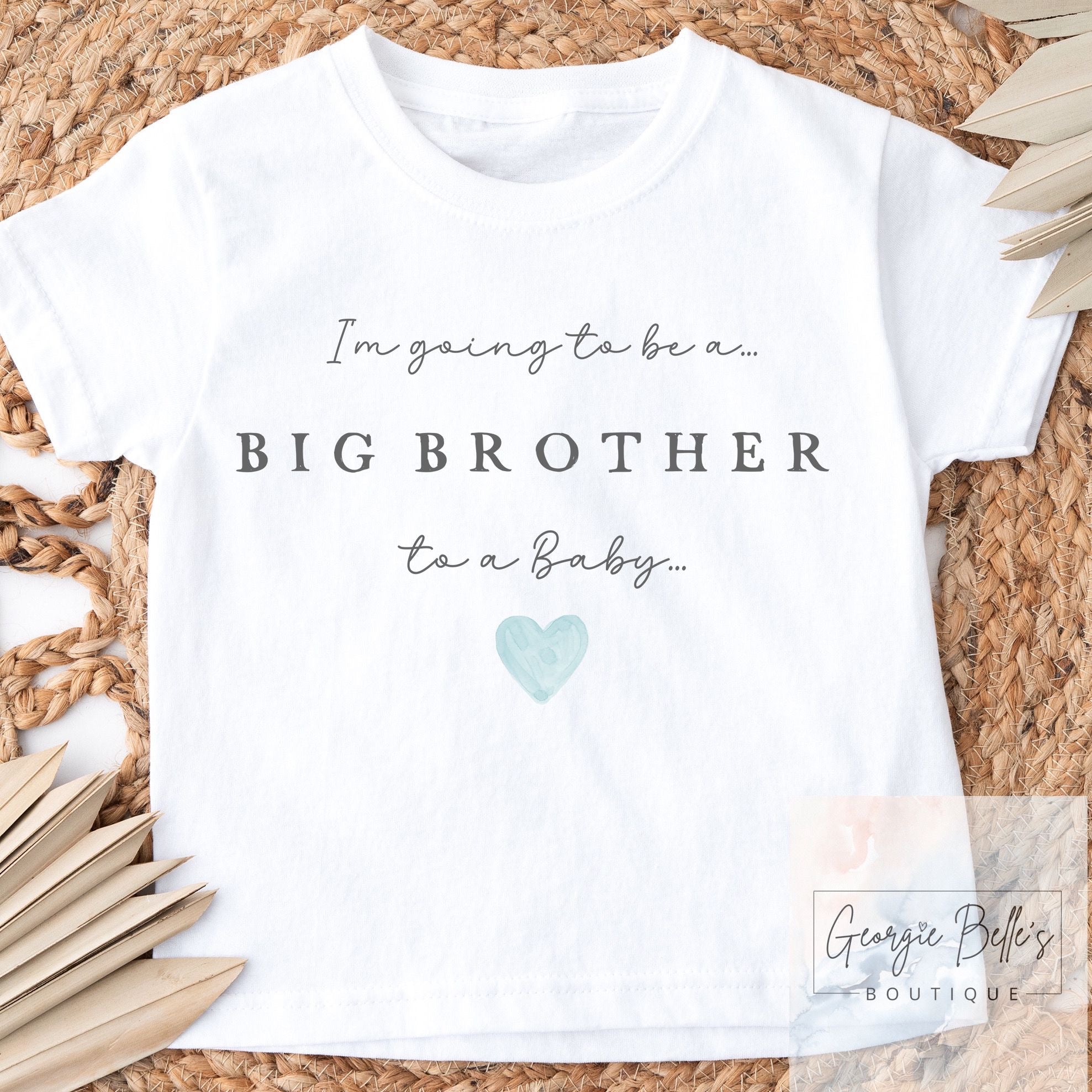 Personalised Announcement Vest / Babygrow - Blue Heart Btother Design