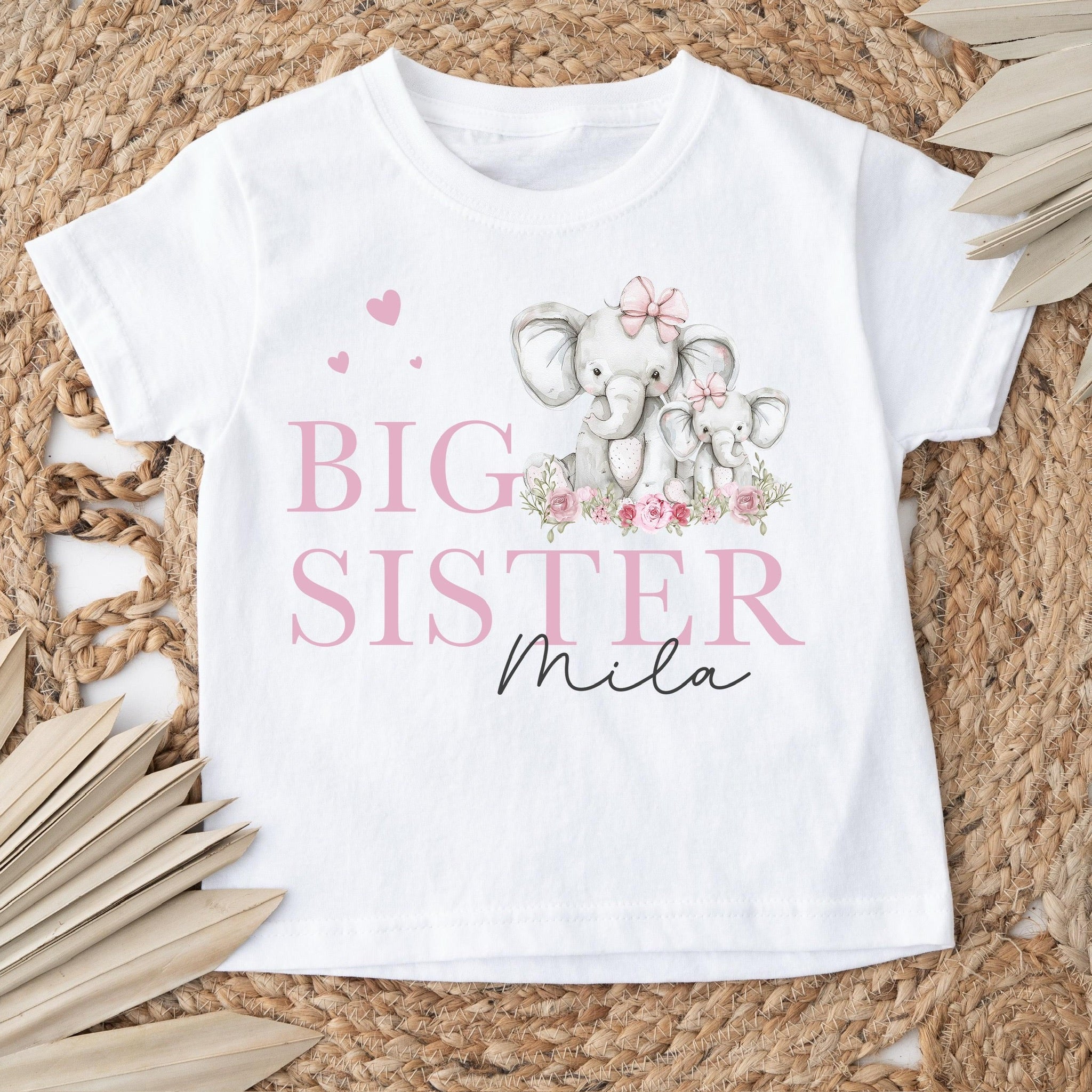 Big Sister Announcement T-Shirt - Elephant Design
