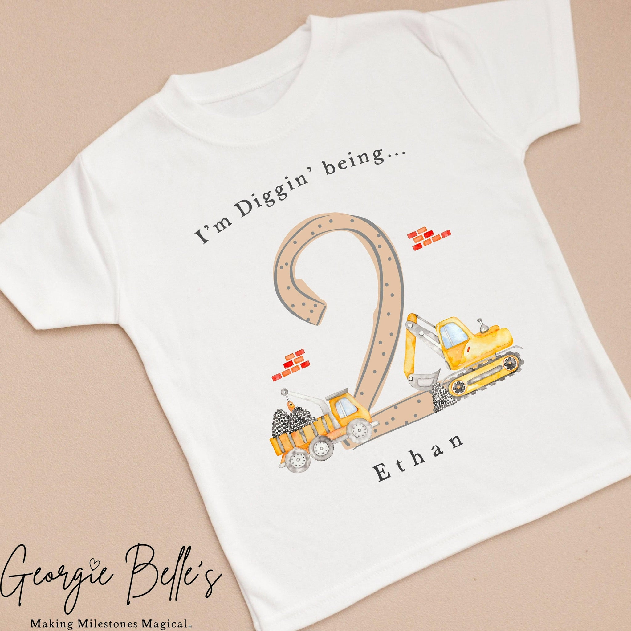 Personalised Birthday T-Shirt - Digger Design