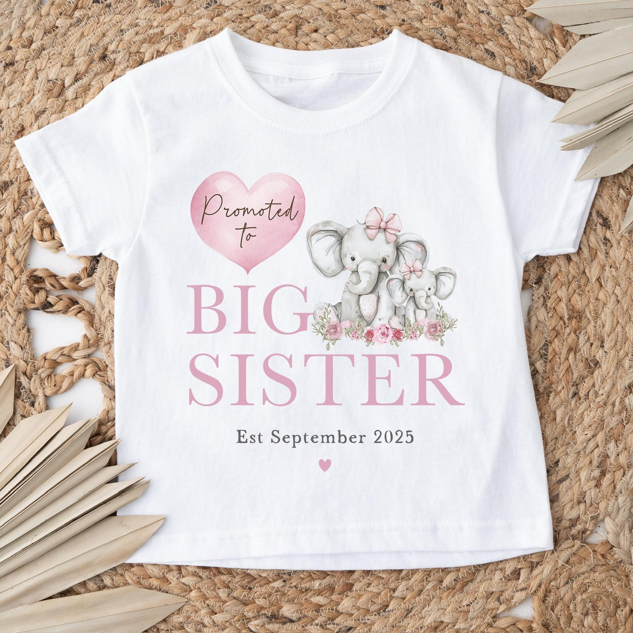 Big Sister Announcement T-Shirt - Promoted to Elephant Design