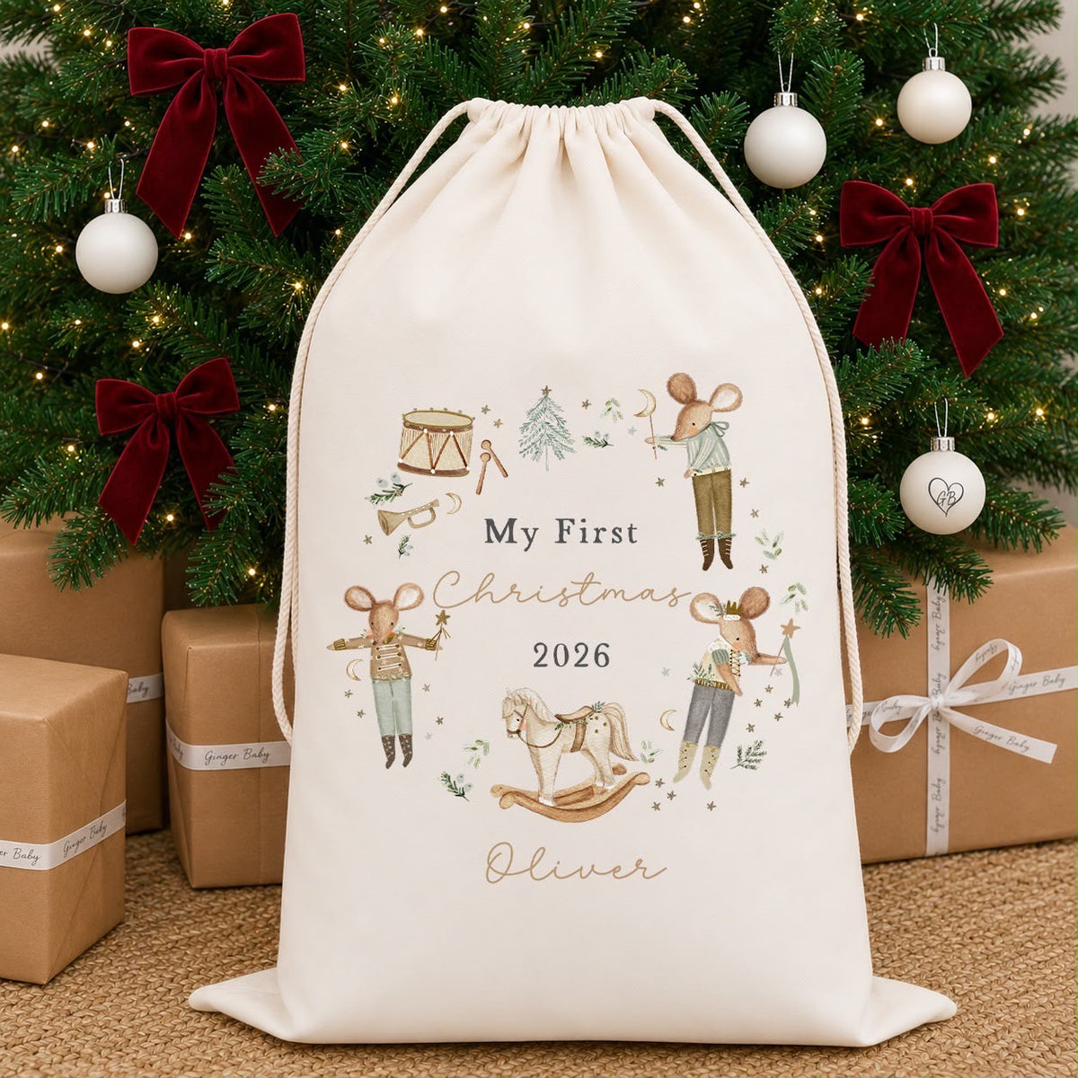 My First Christmas Luxury Personalised Premium Cotton Christmas Sack | Baby&
