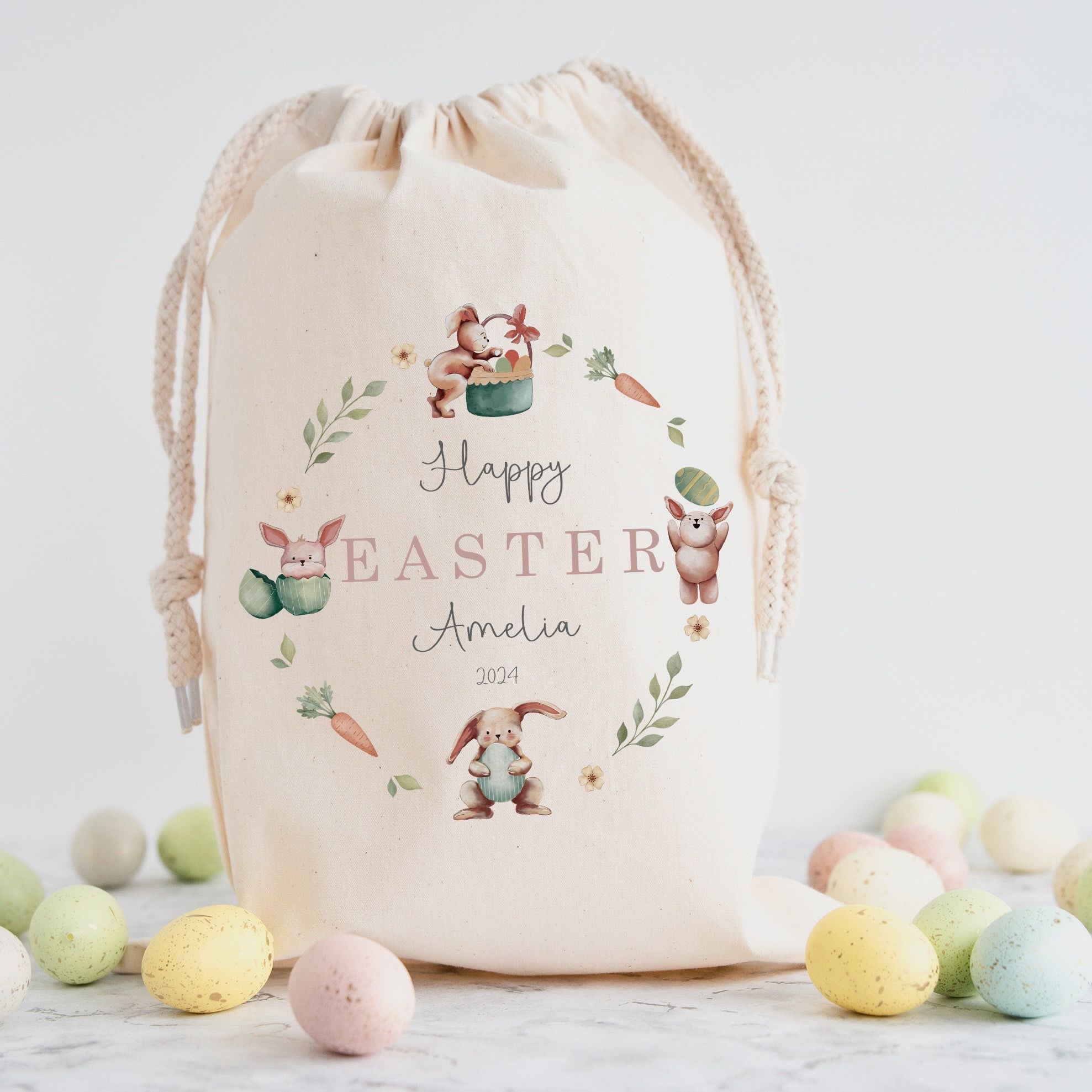 Unisex Personalised Easter Wreath Treat Sack