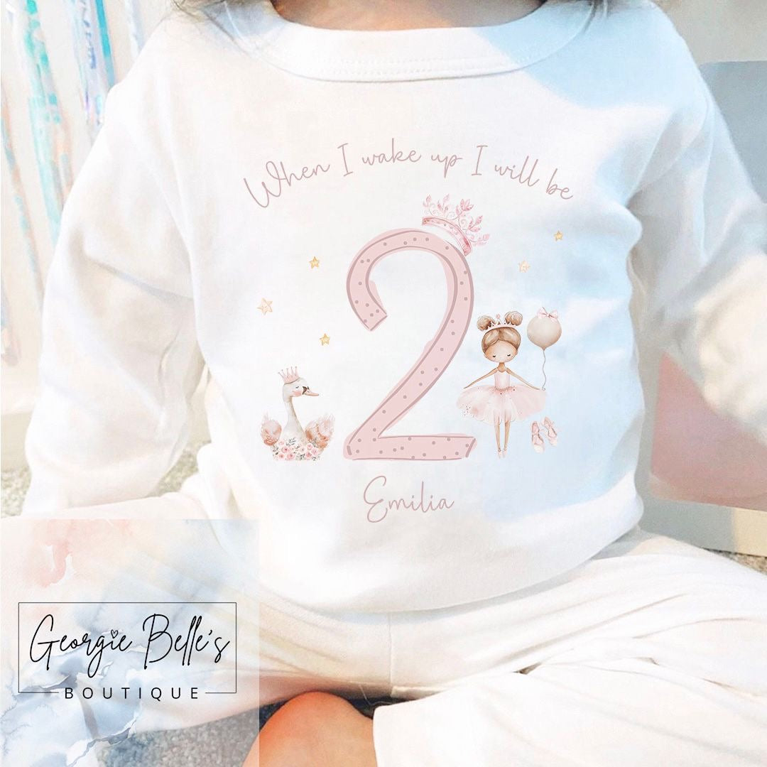 Personalised Birthday Pyjamas - Ballerina/Swan Design