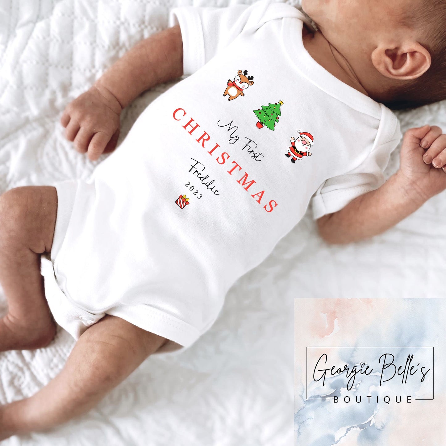 My 1st Christmas Vest / Babygrow - Trio Design