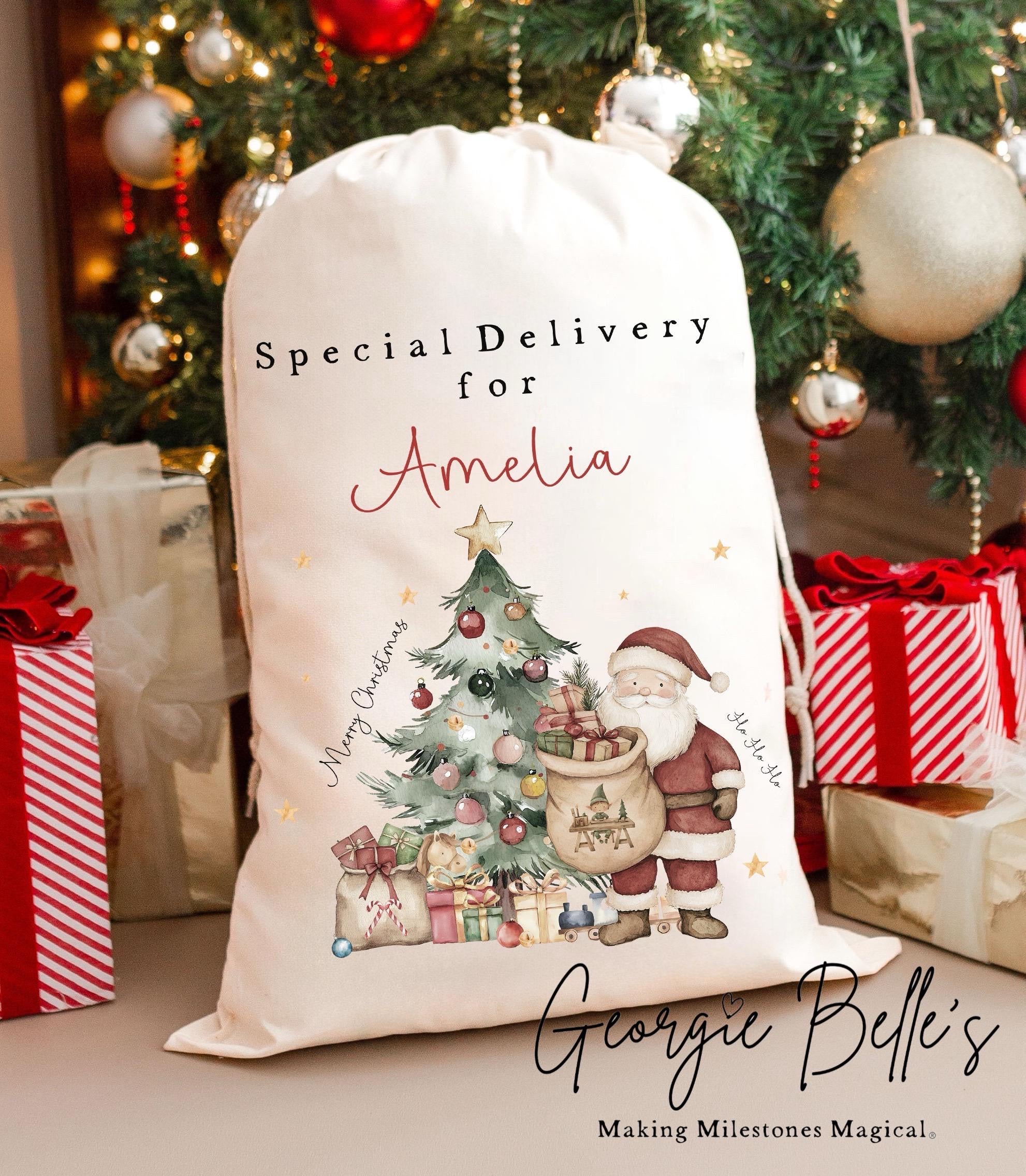 Personalised Luxury Premium Cotton Christmas Sack - Classic Santa Design