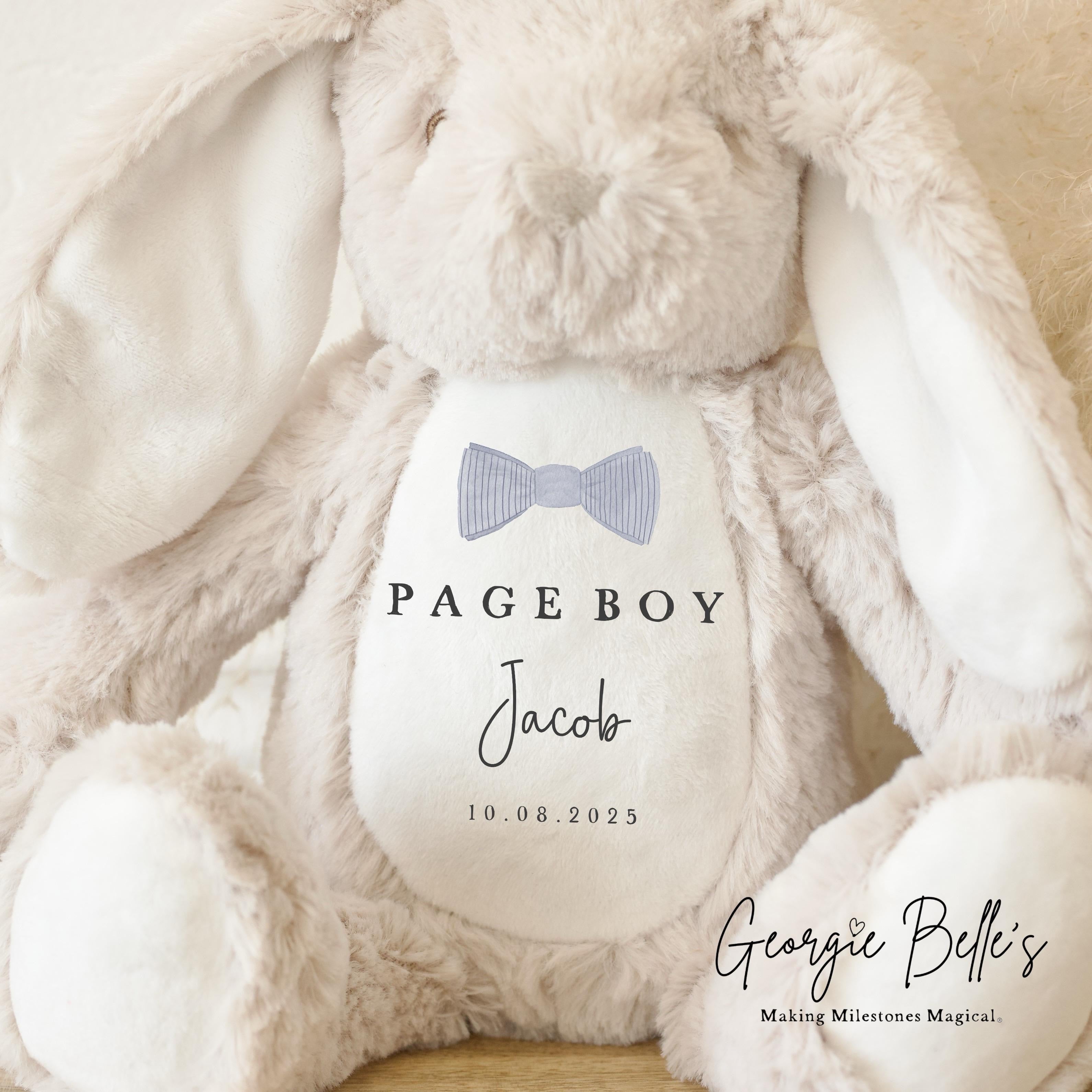 Personalised Page Boy Bunny - Blue Dicky Bow Design