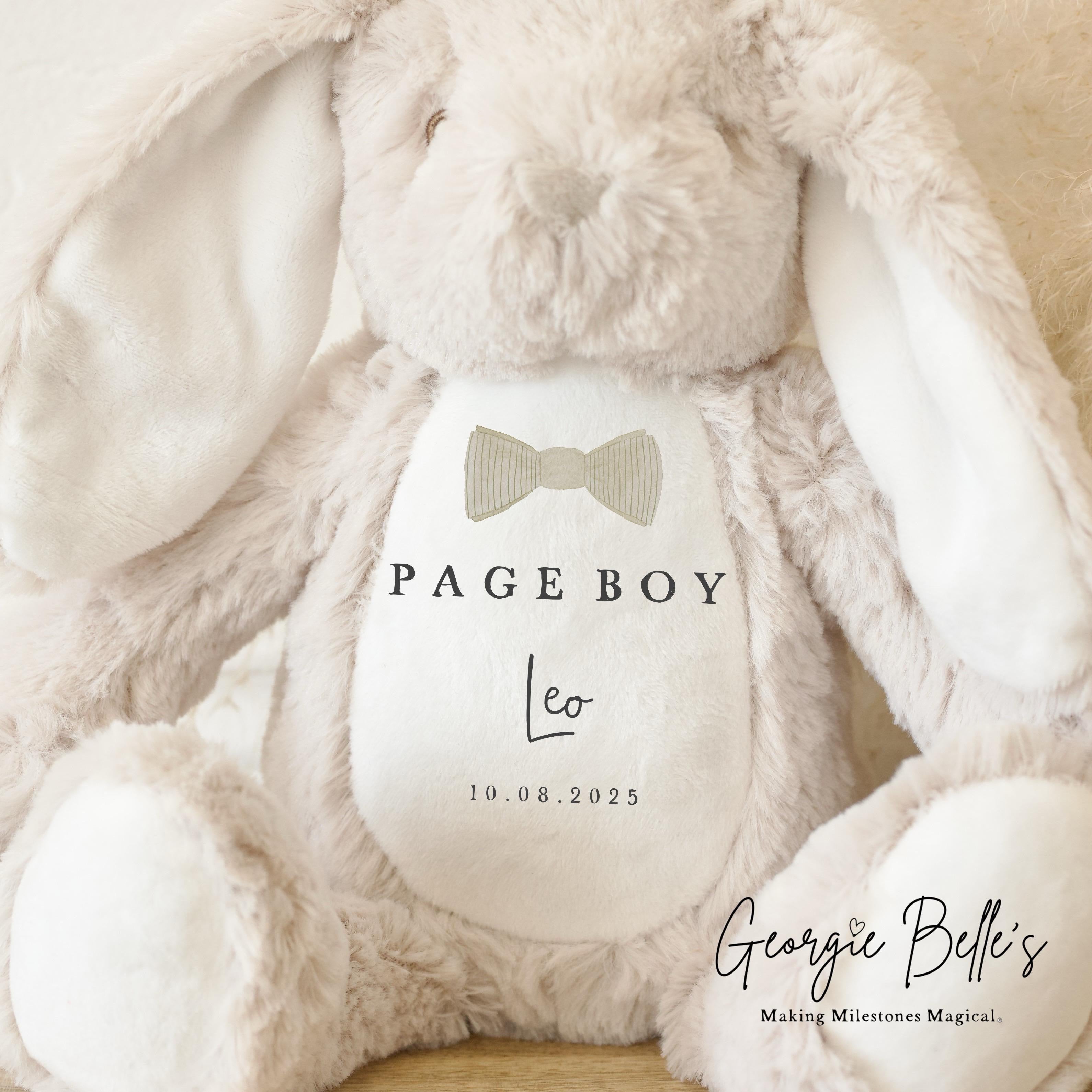 Personalised Page Boy Bunny - Champagne Dicky Bow Design