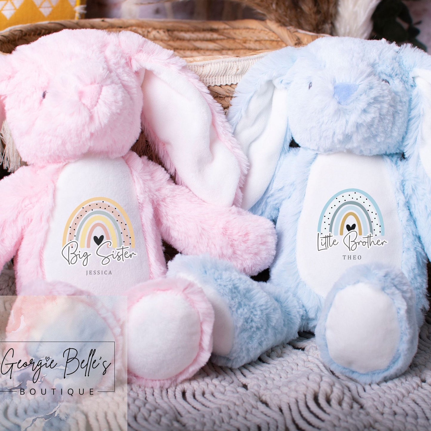 Little Brother Bunny Soft Toy - Blue