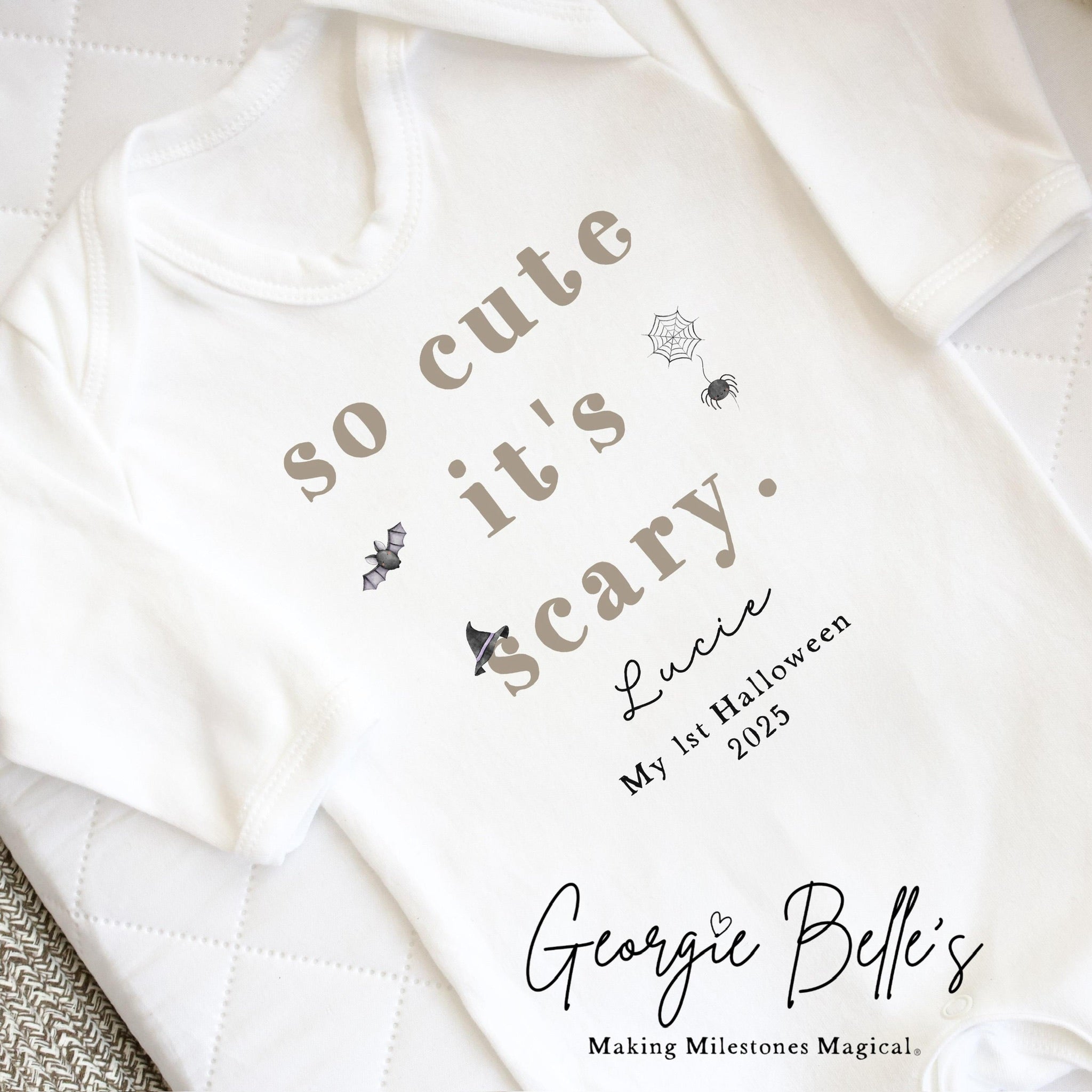 Personalised Halloween Bodysuit / Sleepsuit - So Cute It’s scary Design
