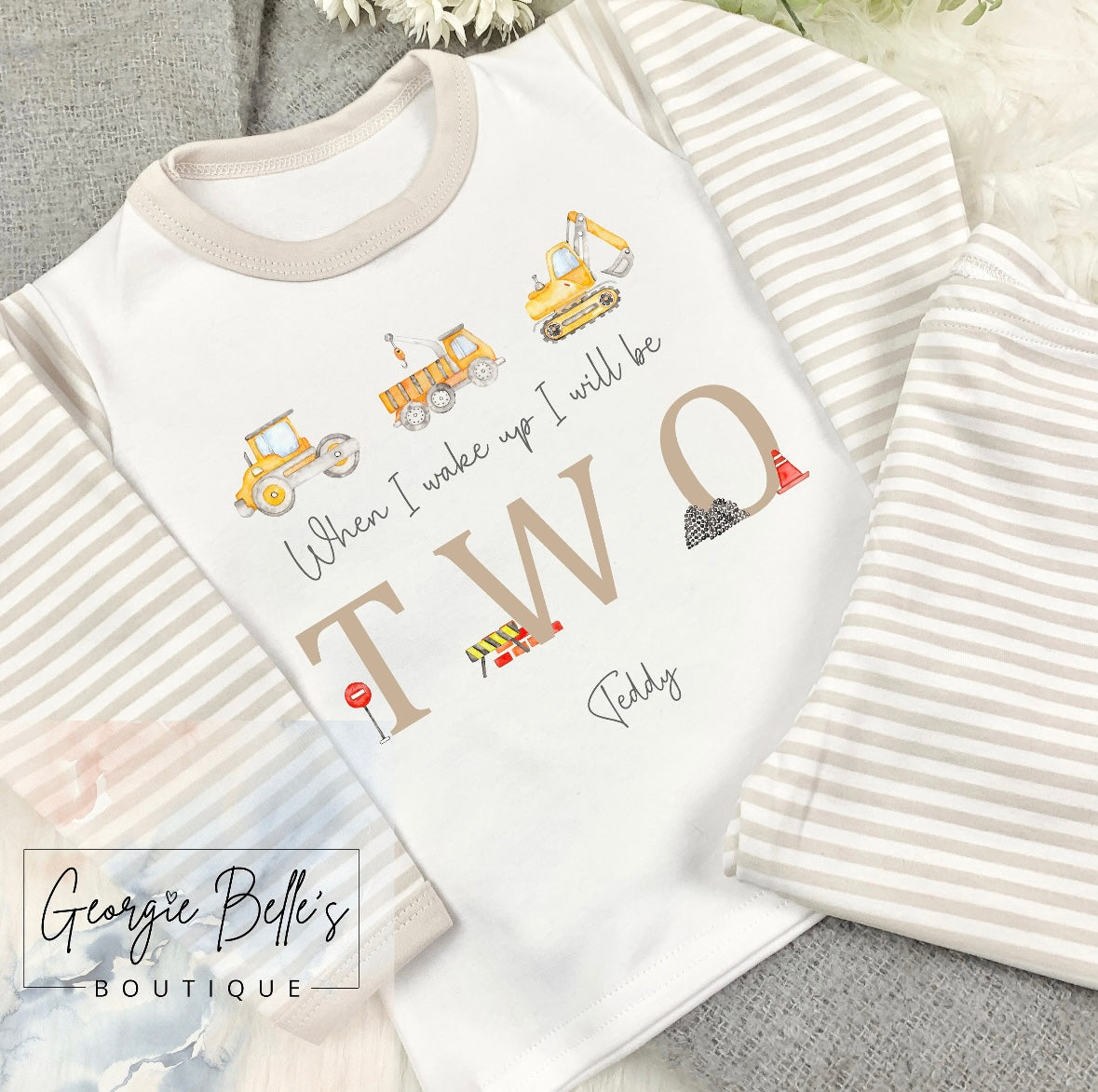 Personalised Birthday Pyjamas - Digger Design