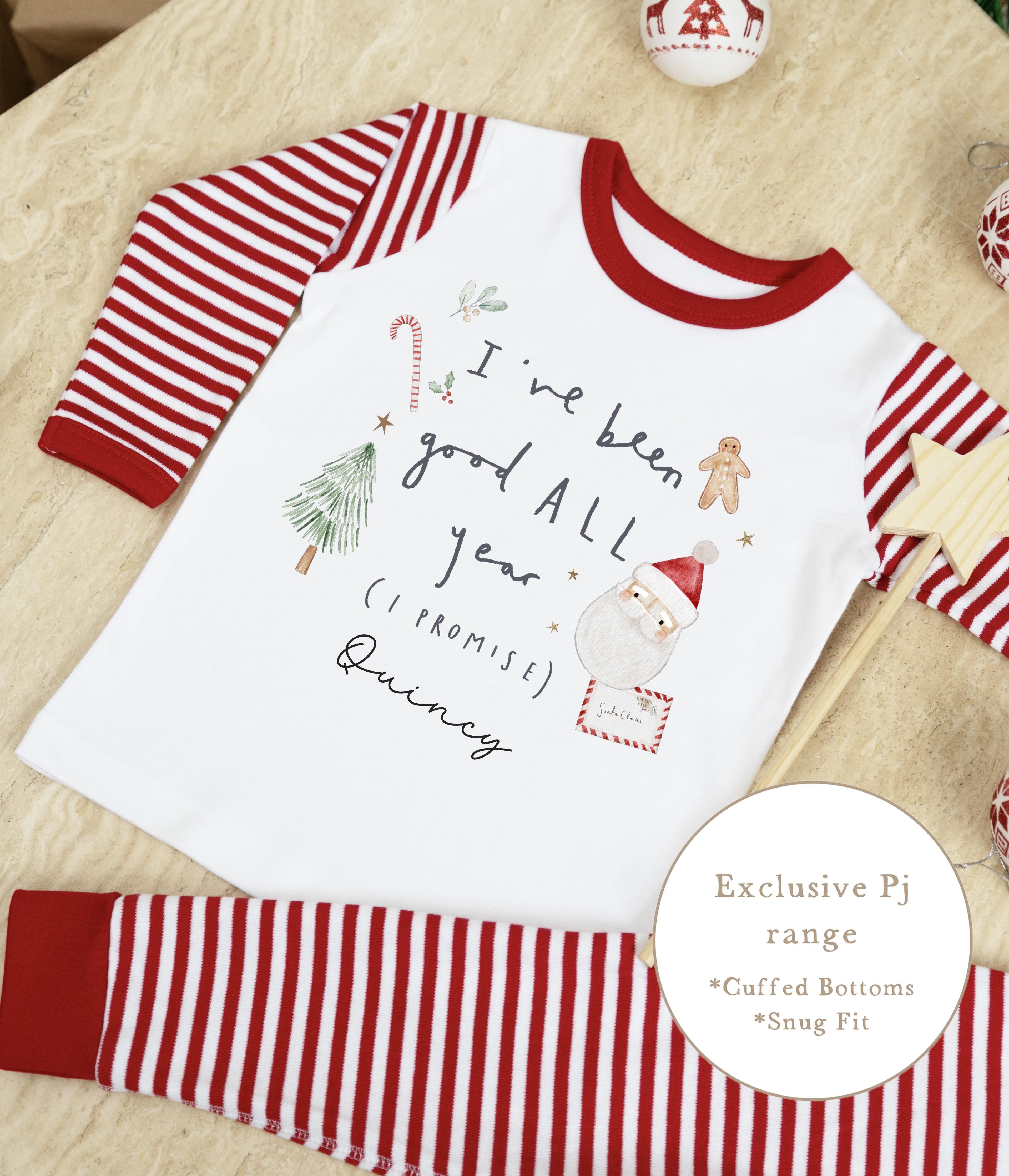 Personalised Red Stripe Christmas Pyjamas - I’ve been good all year Design