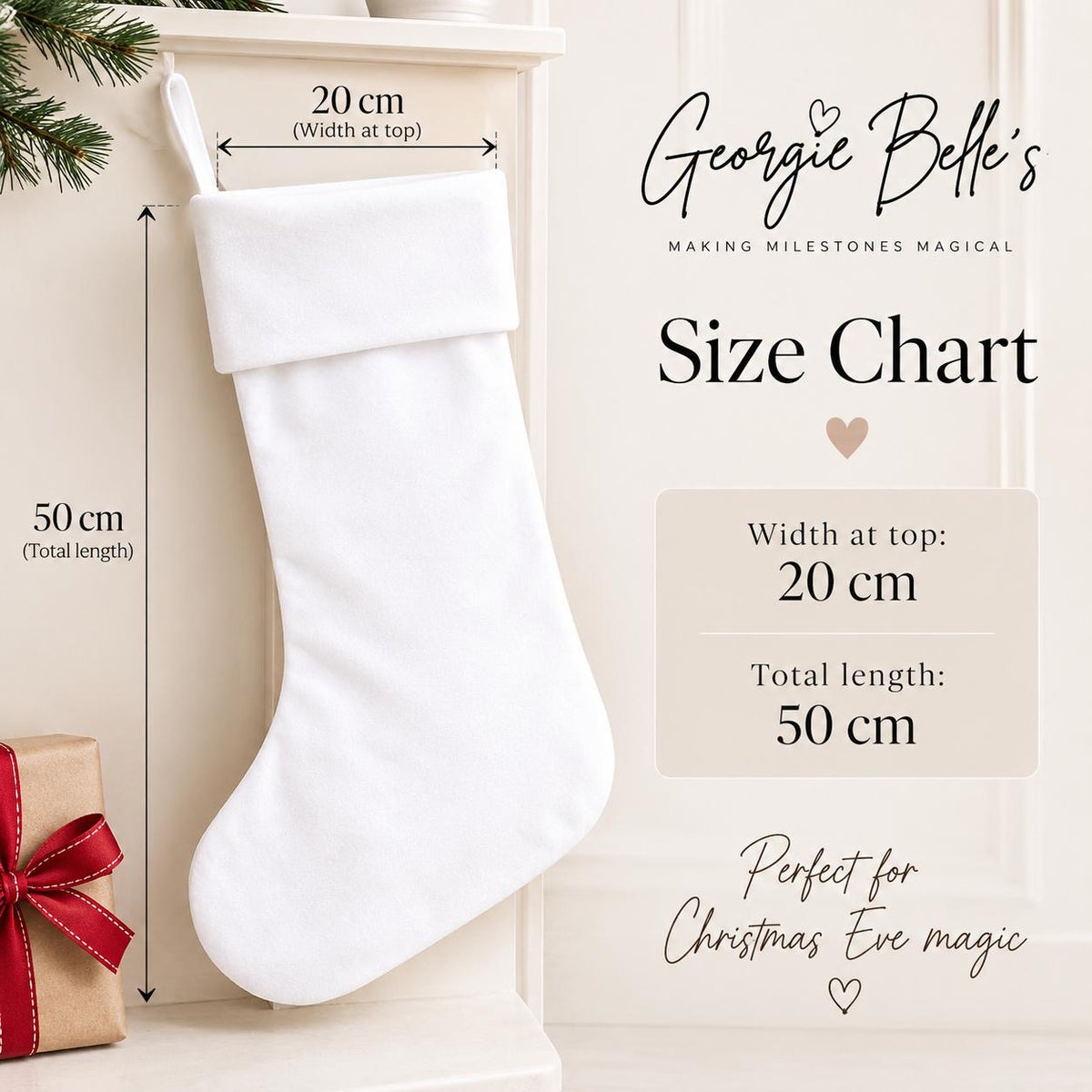 Personalised White Christmas Stocking | Mice Ballerina Design