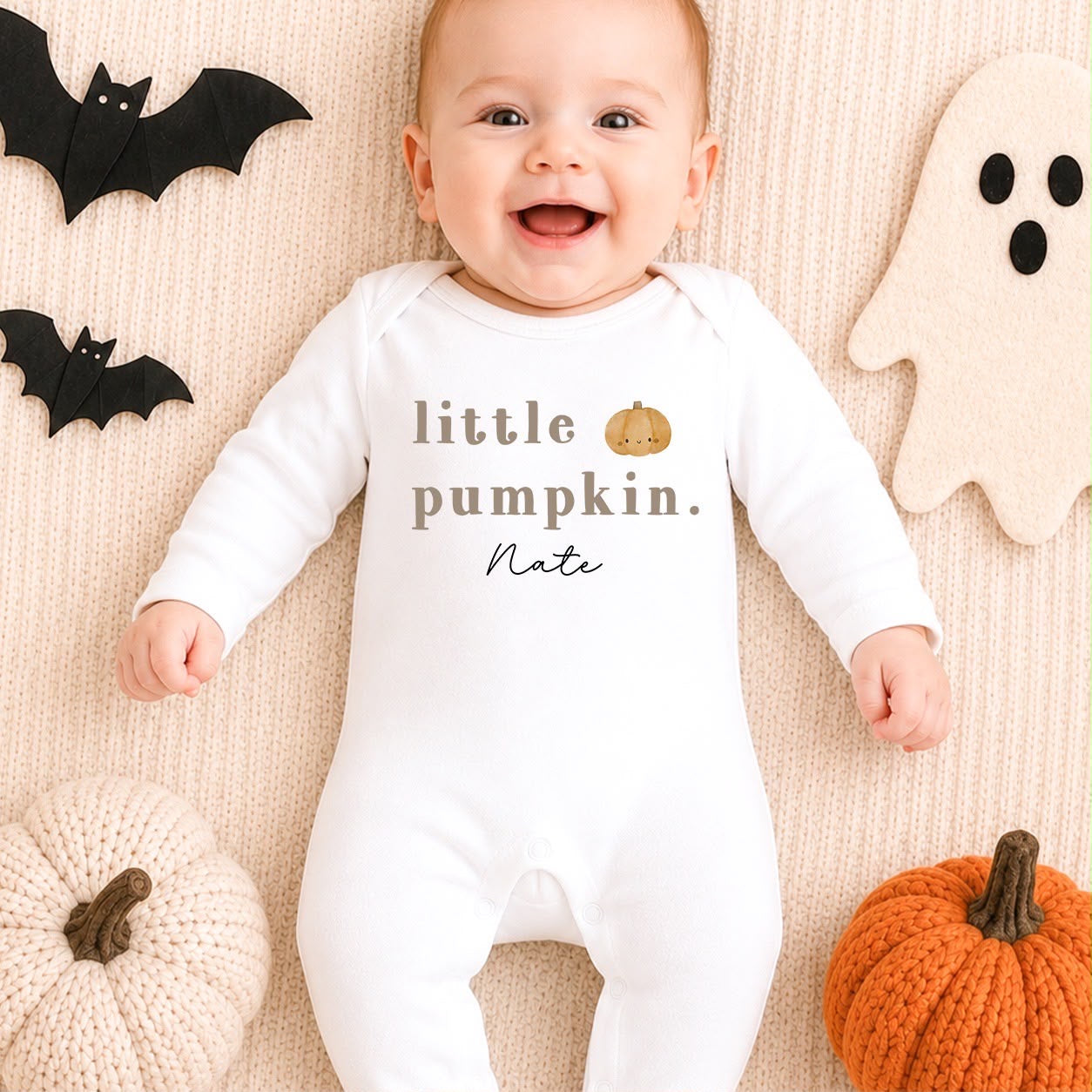 Personalised Halloween Babygrow | My First Halloween Baby Outfit | Little Pumpkin Design