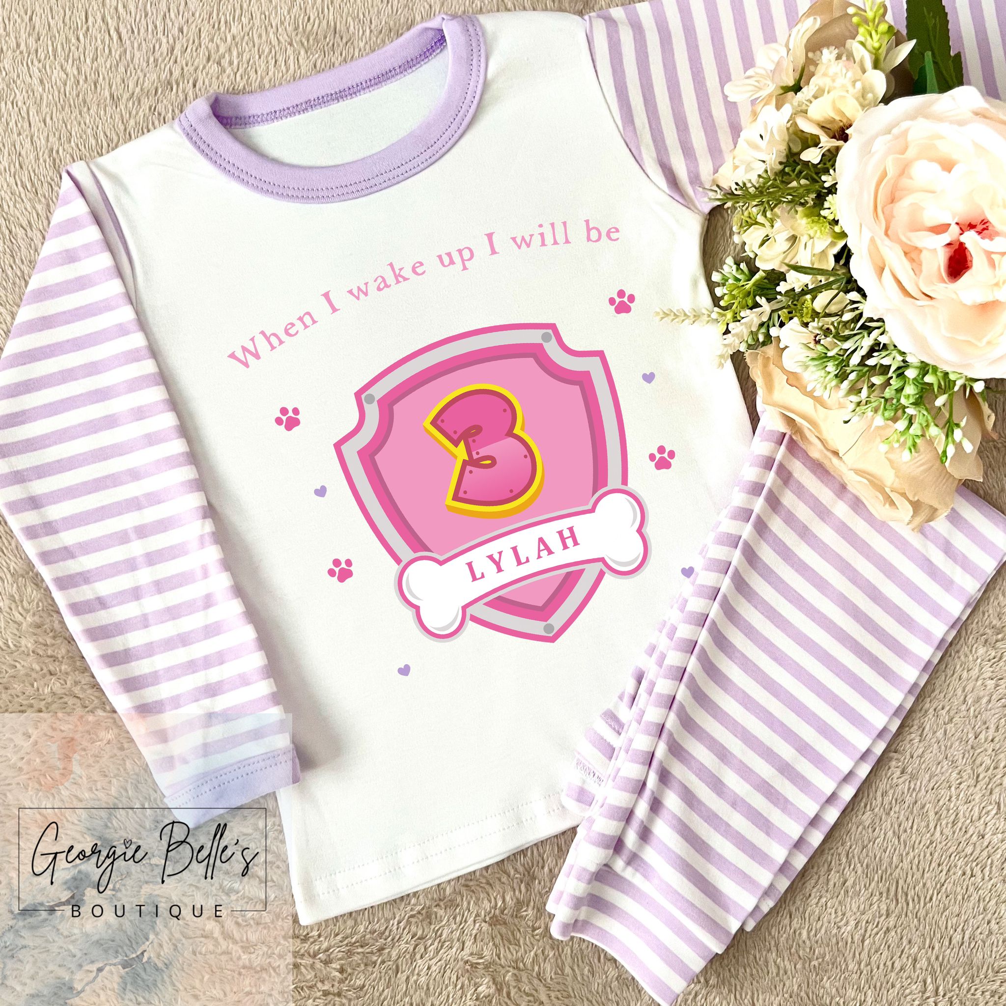 Personalised Birthday Pyjamas - Dog Theme Design