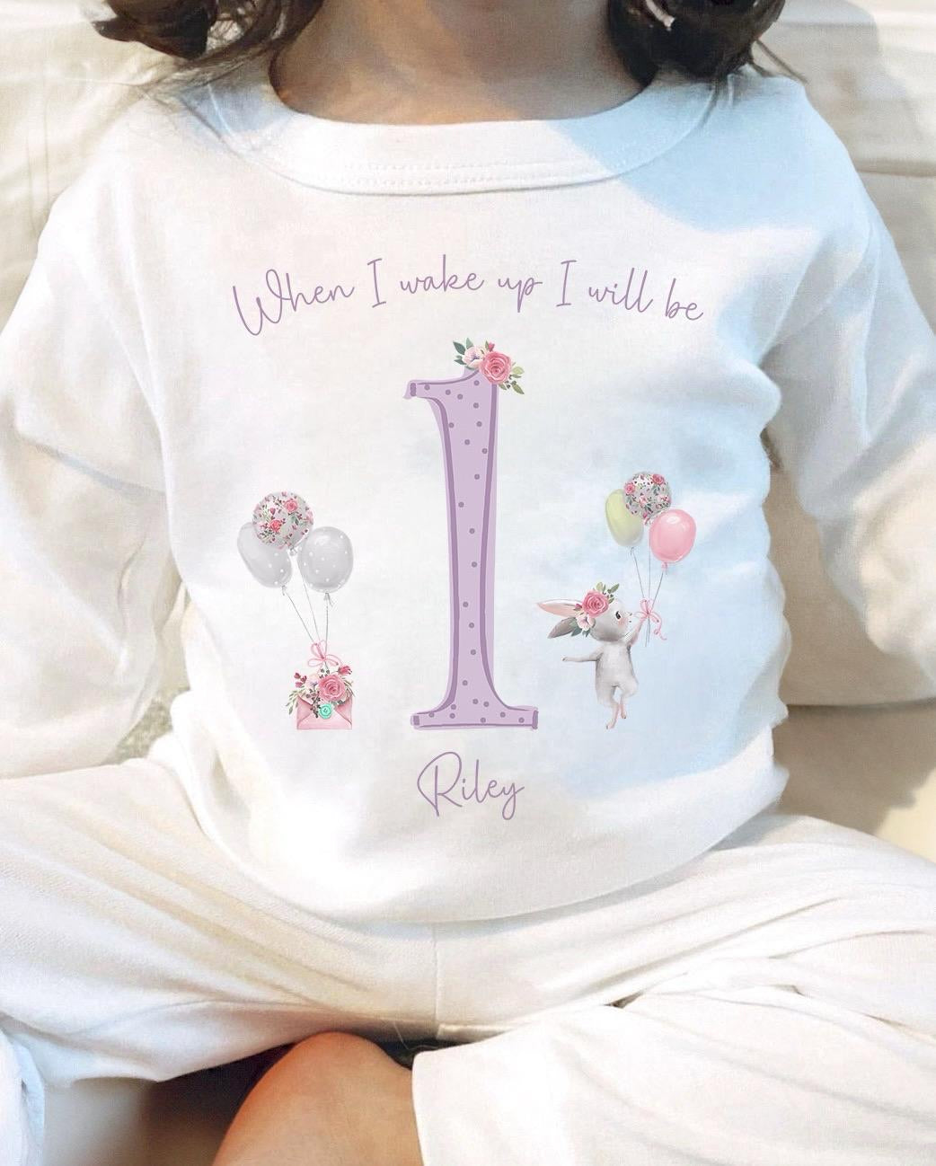 Personalised Birthday Pyjamas - Lilac Bunny Party Design