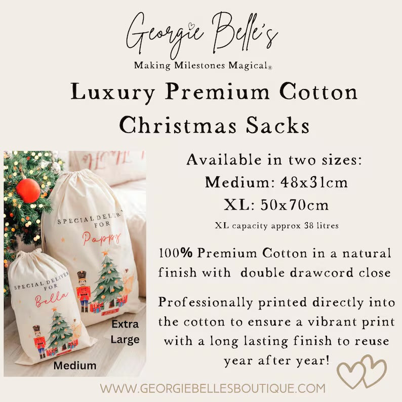 My First Christmas Luxury Personalised Premium Cotton Christmas Sack | Baby&