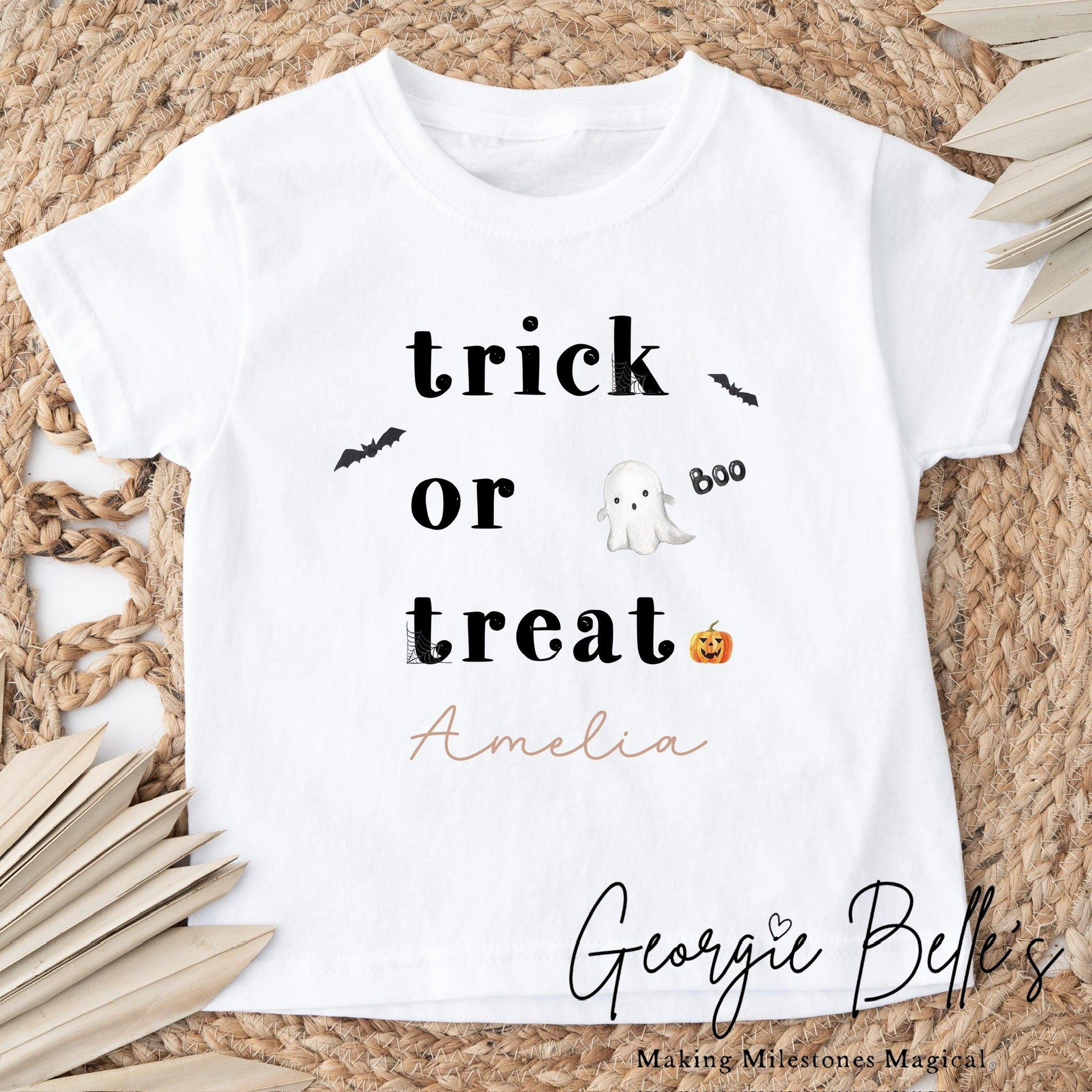 Personalised Halloween T-Shirt - Trick Or Treat Bat Design