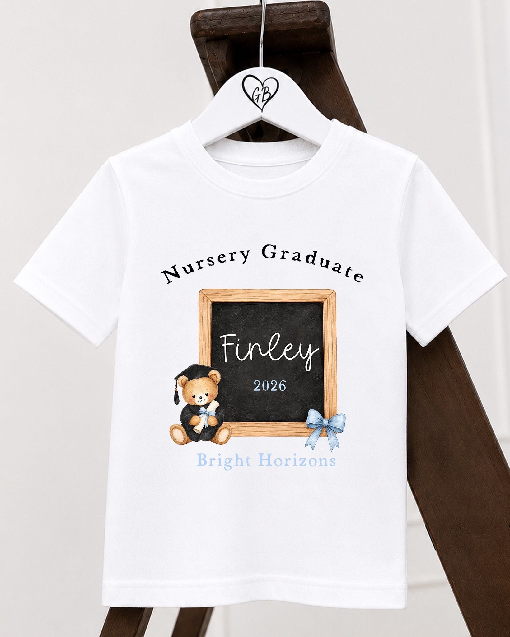 Personalised Nursery Graduate T-Shirt- Blue Chalk Board