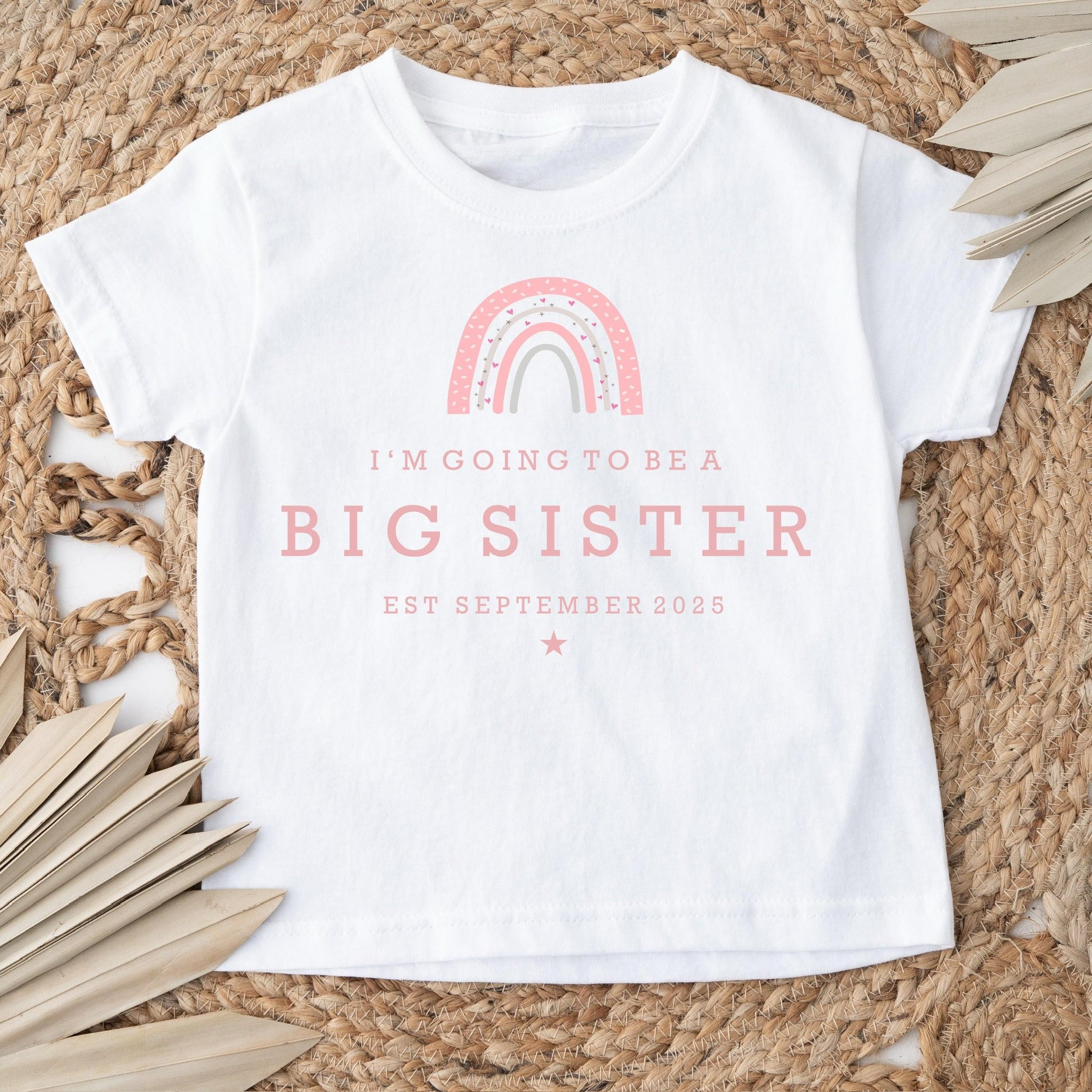 Big Sister Announcement T-Shirt - Pink Rainbow Design