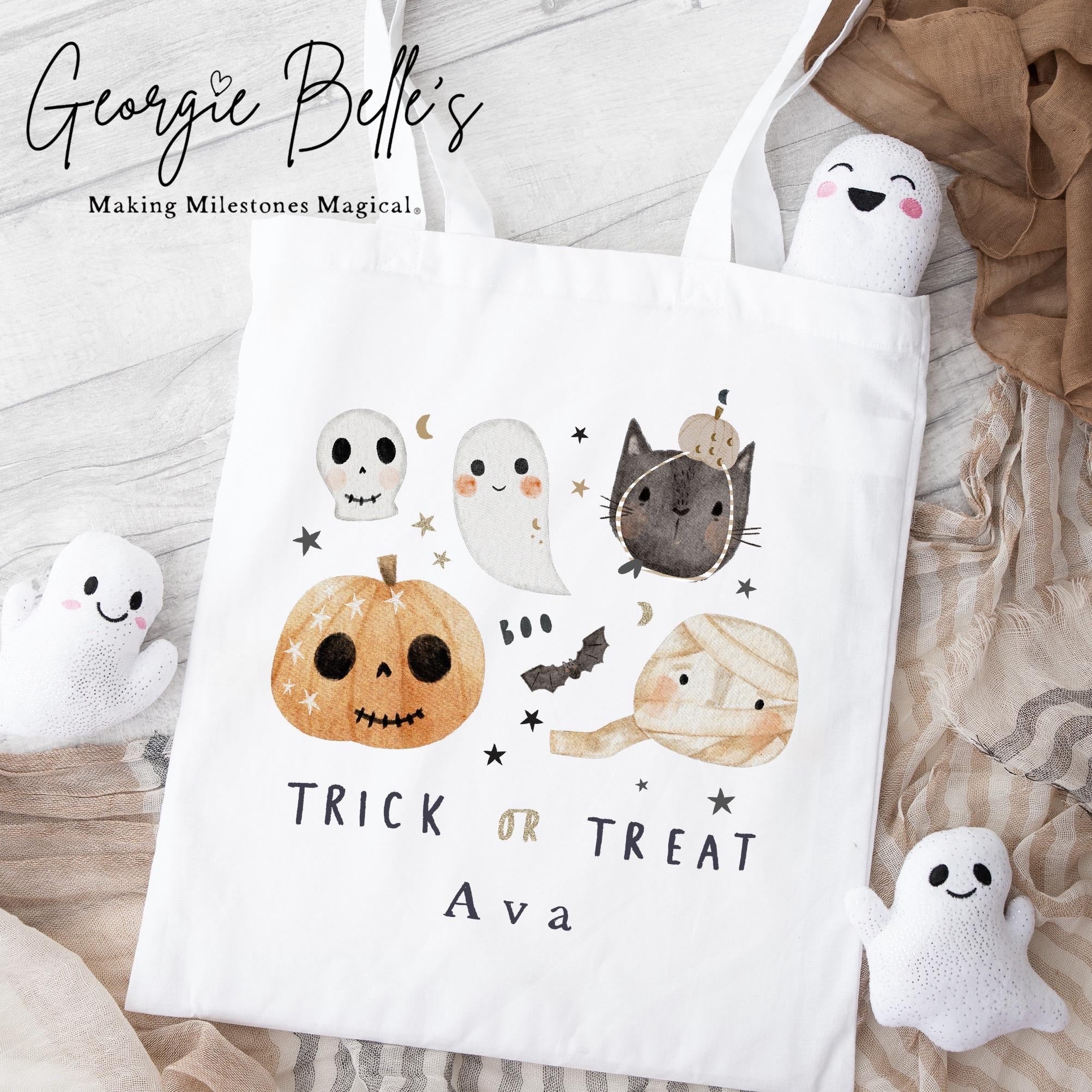 Personalised Fiver Friday Halloween Trick or Treat Tote Bag | Spooky Heads Design