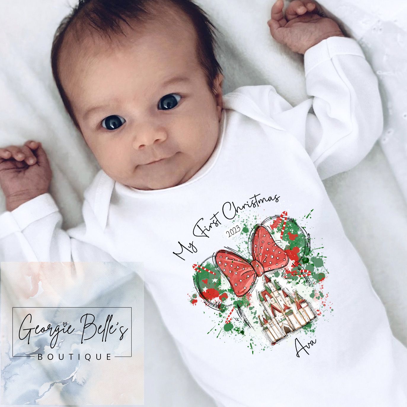 My 1st Christmas Vest / Babygrow - Disney Inspired Minnie Design