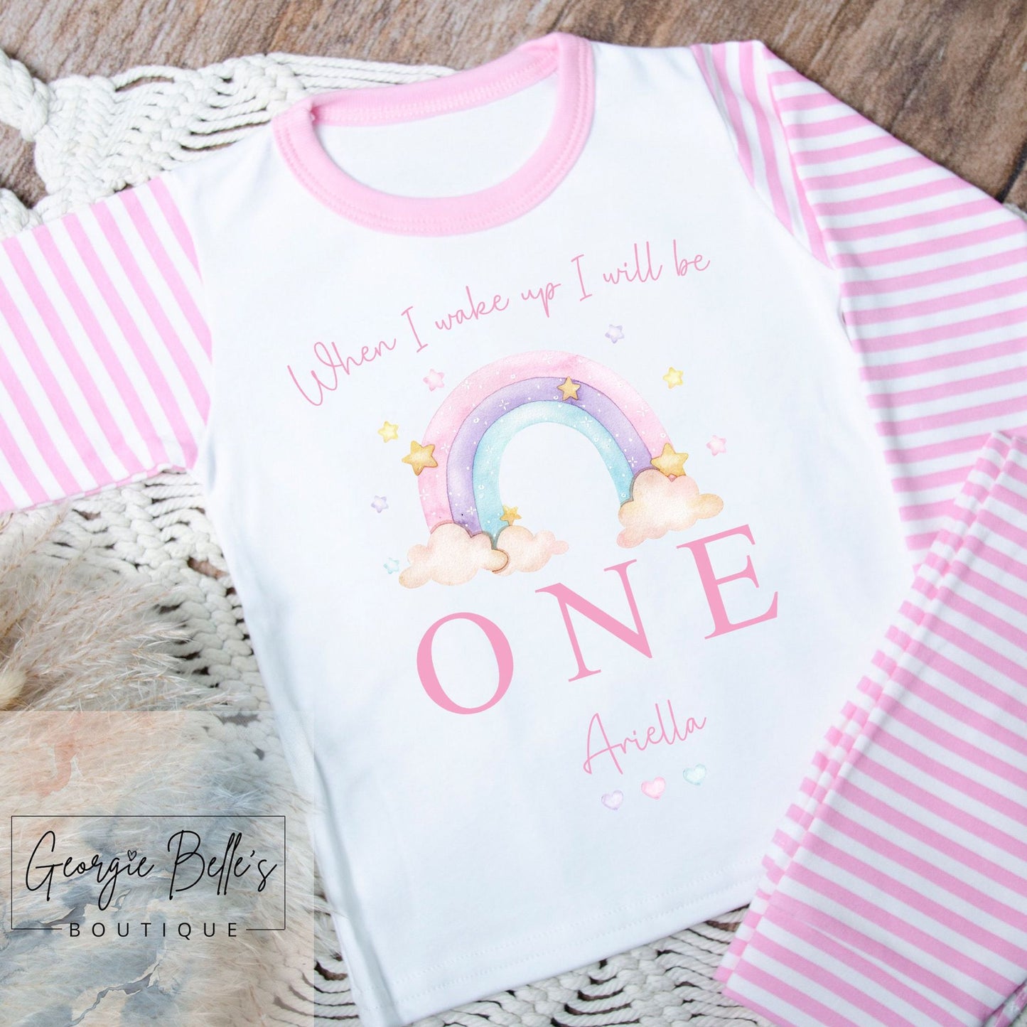 Personalised Birthday Pyjamas - Pastel Rainbow Design