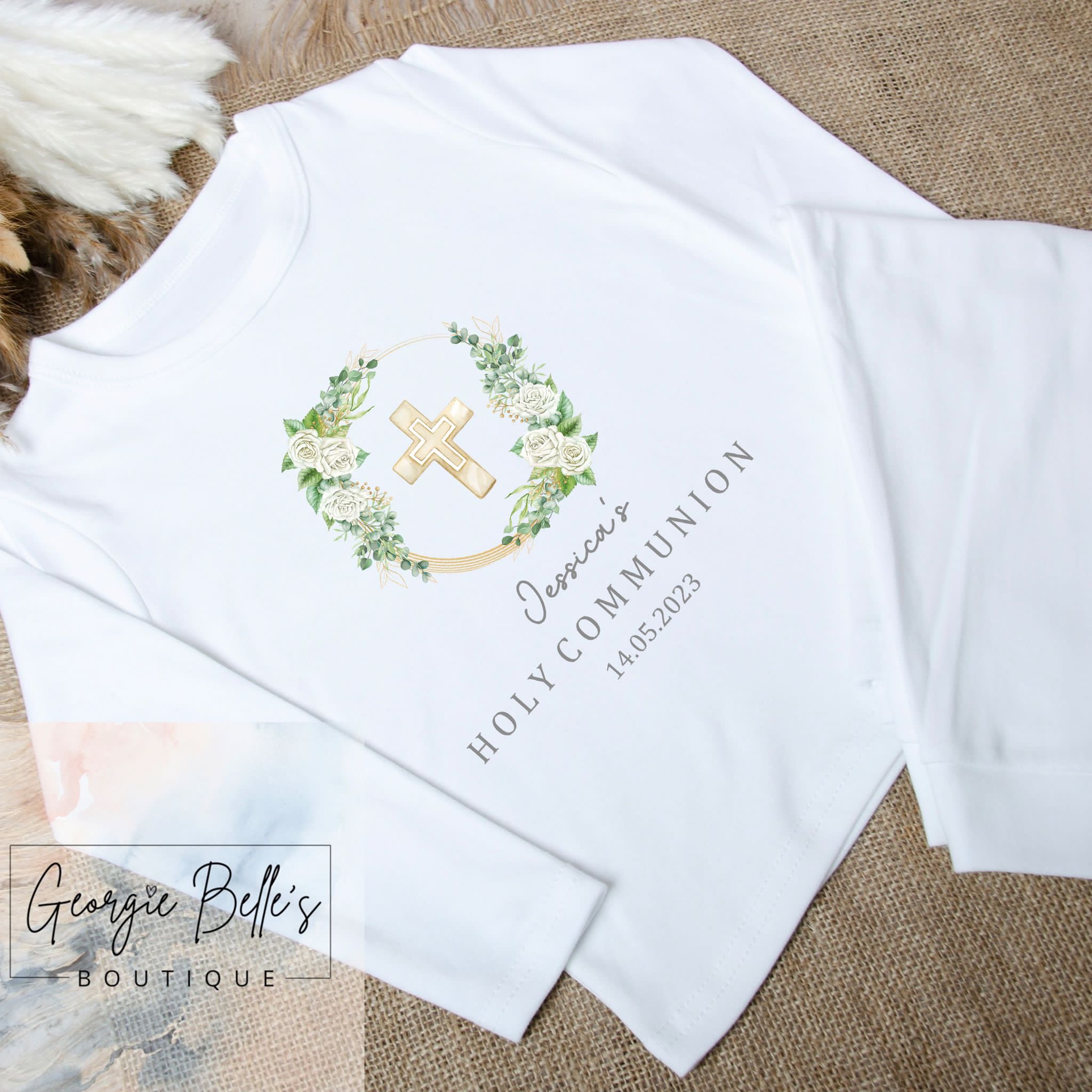 Personalised Holy Communion Pyjamas- Classic Wreath Design