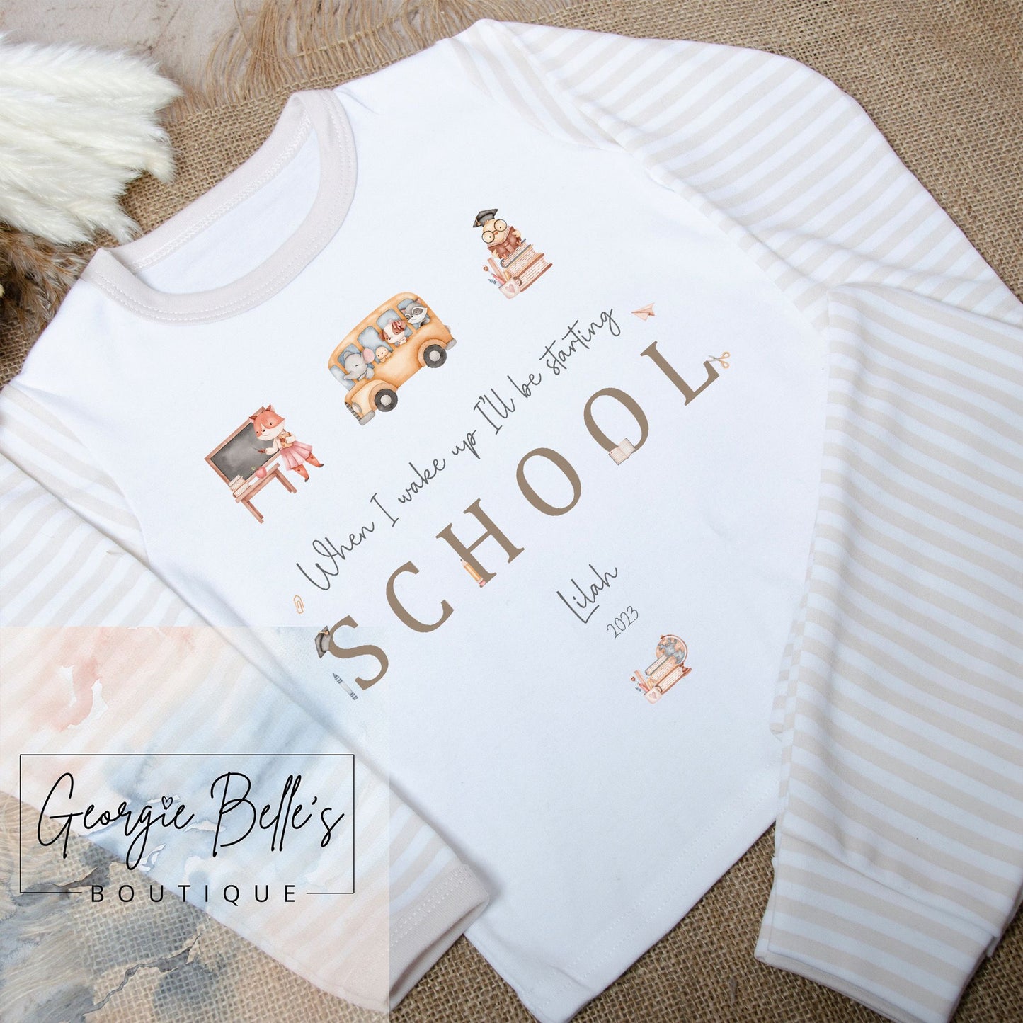 Personalised 'When I wake up, I will be starting School' Pyjamas