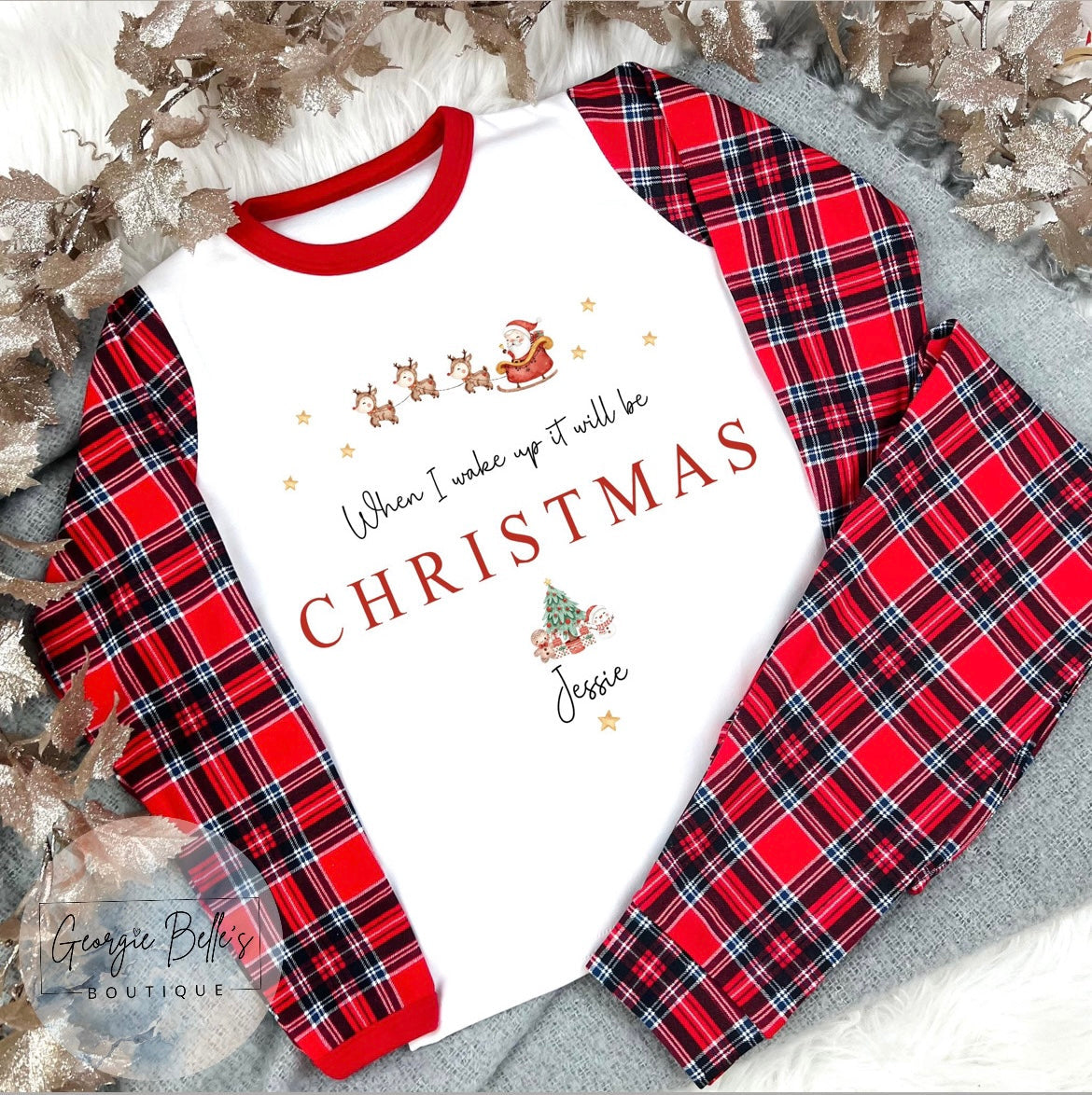 When I wake up it will be Christmas Personalised Unisex Pyjamas
