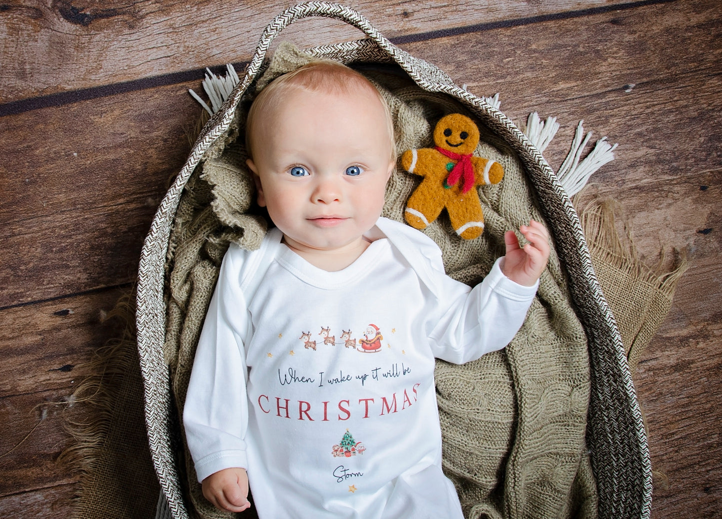Personalised Christmas Vest / Babygrow - When I Wake Up It Will Be Christmas Design