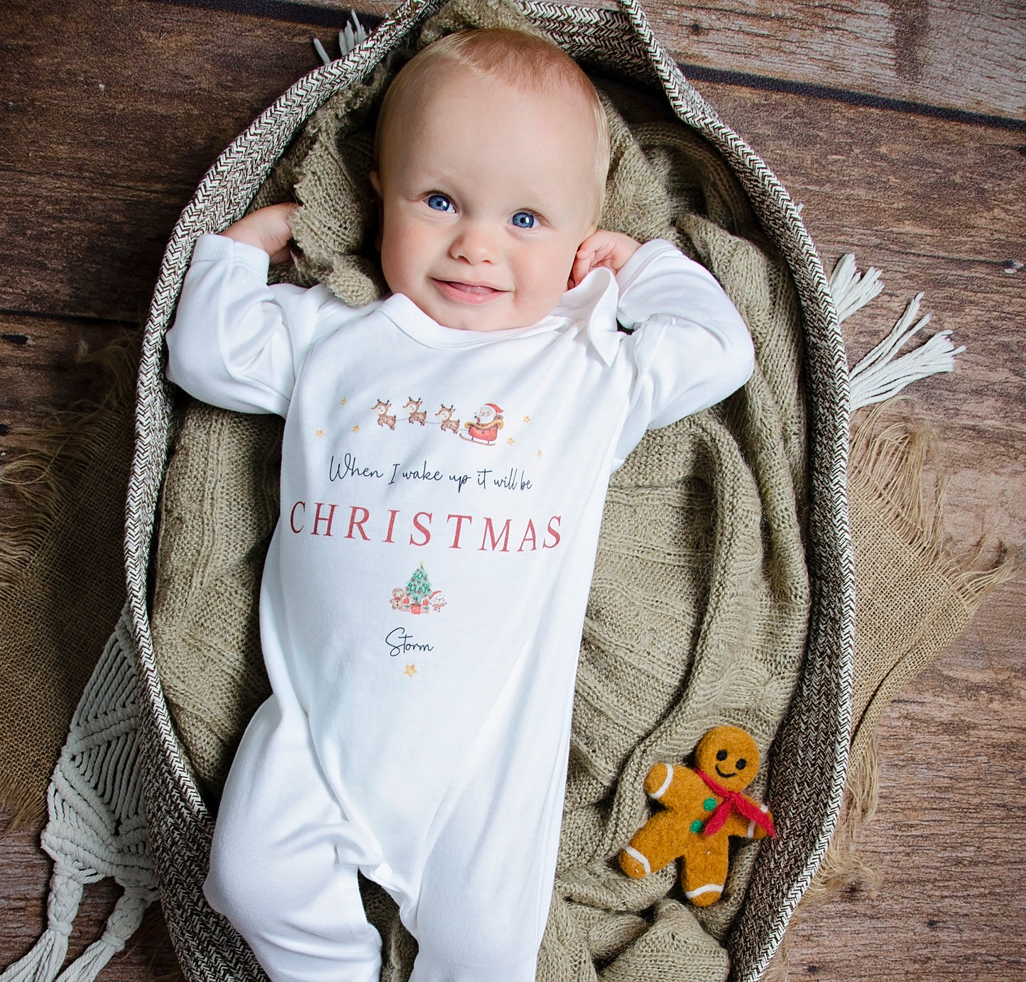 Personalised Christmas Vest / Babygrow - When I Wake Up It Will Be Christmas Design