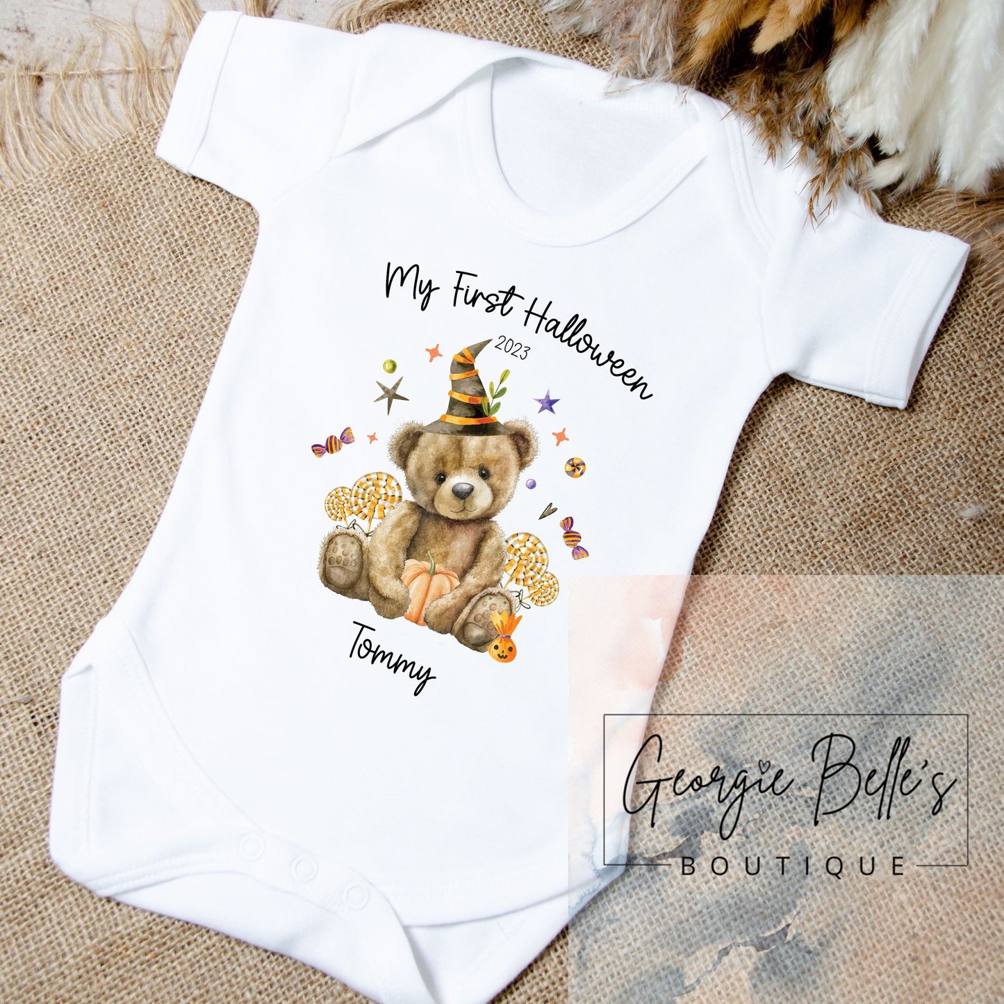 My 1st Halloween Vest / Babygrow - Bear Design