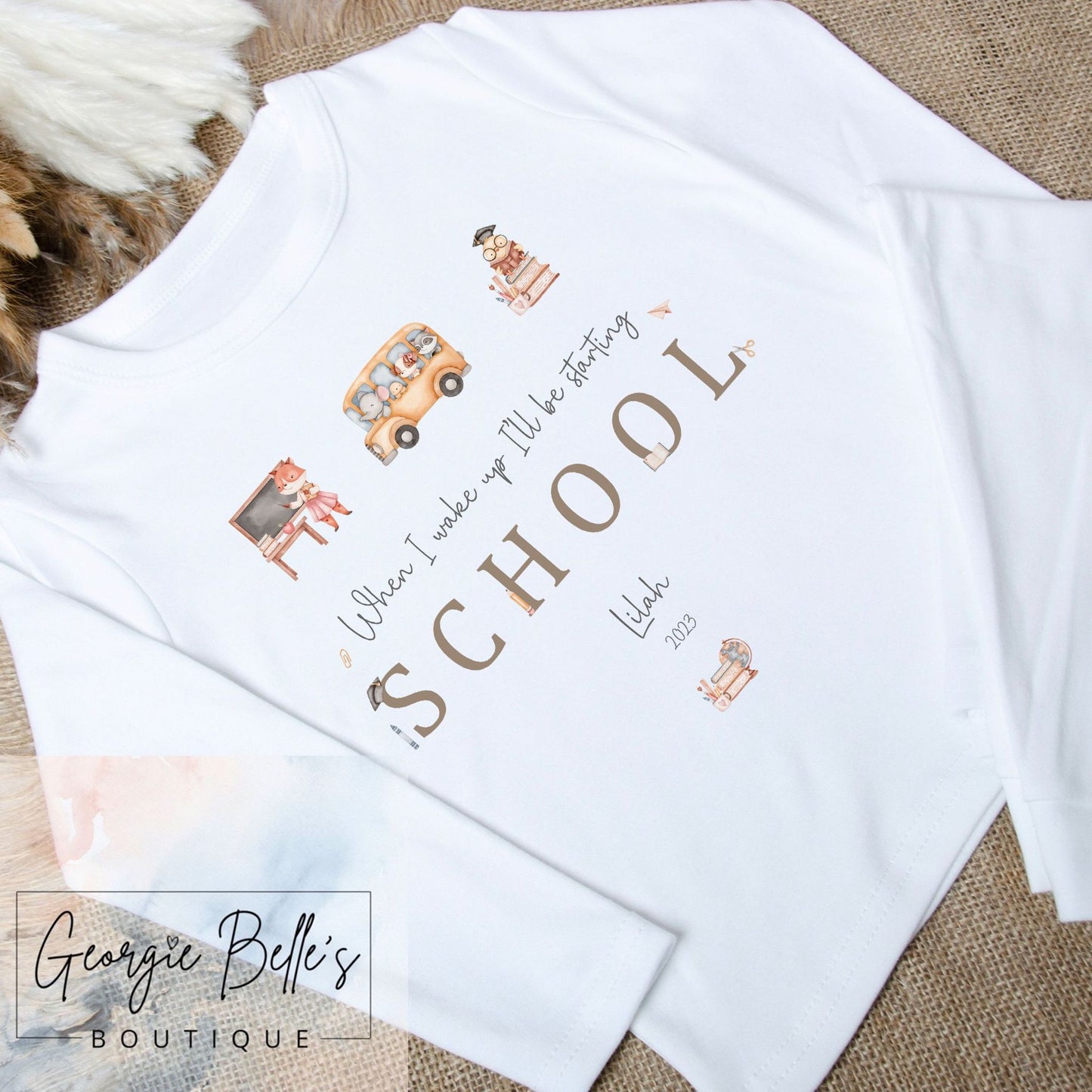 Personalised 'When I wake up, I will be starting School' Pyjamas