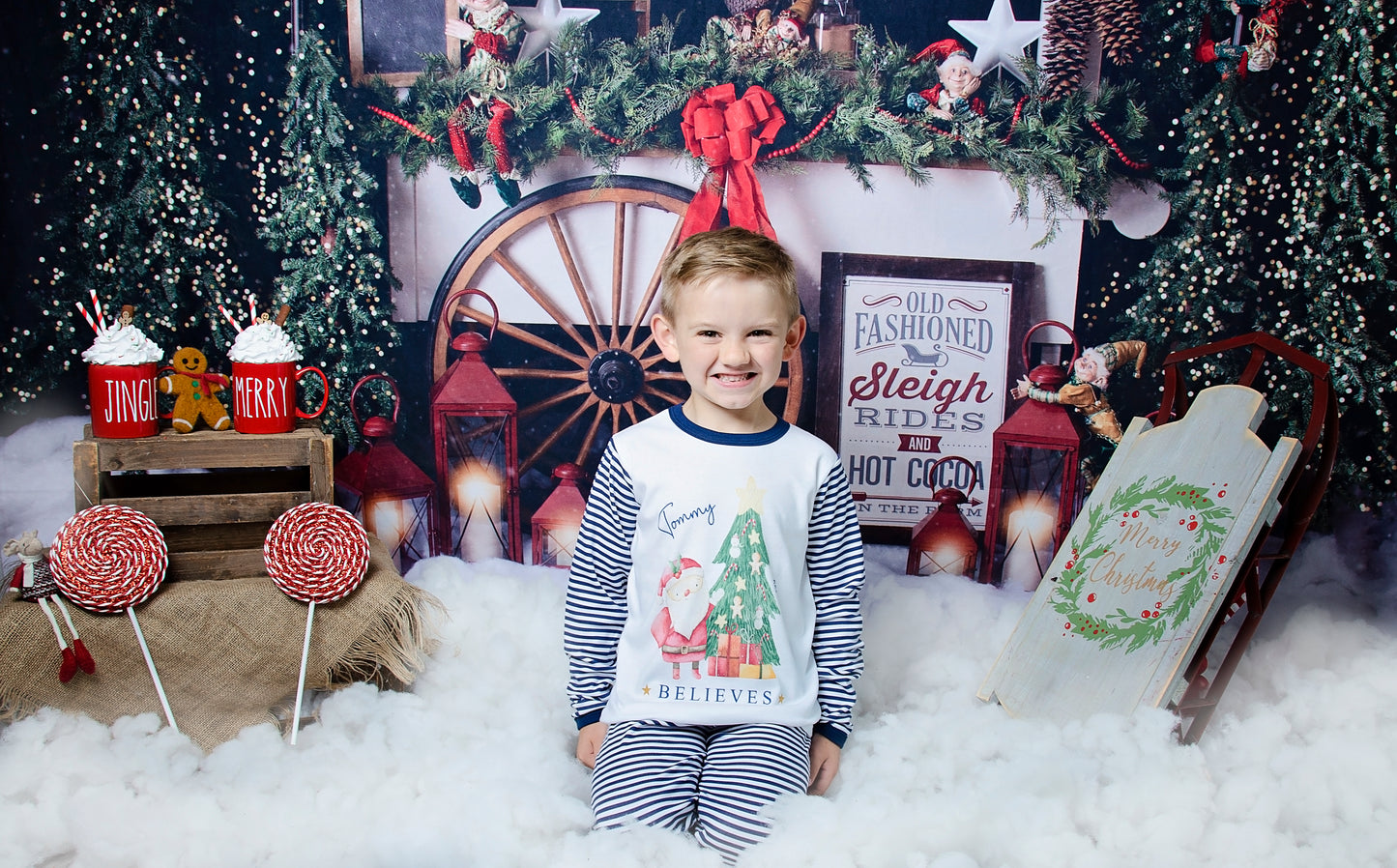 Sibling Matching Navy ‘Believes’ Personalised Christmas Pyjamas